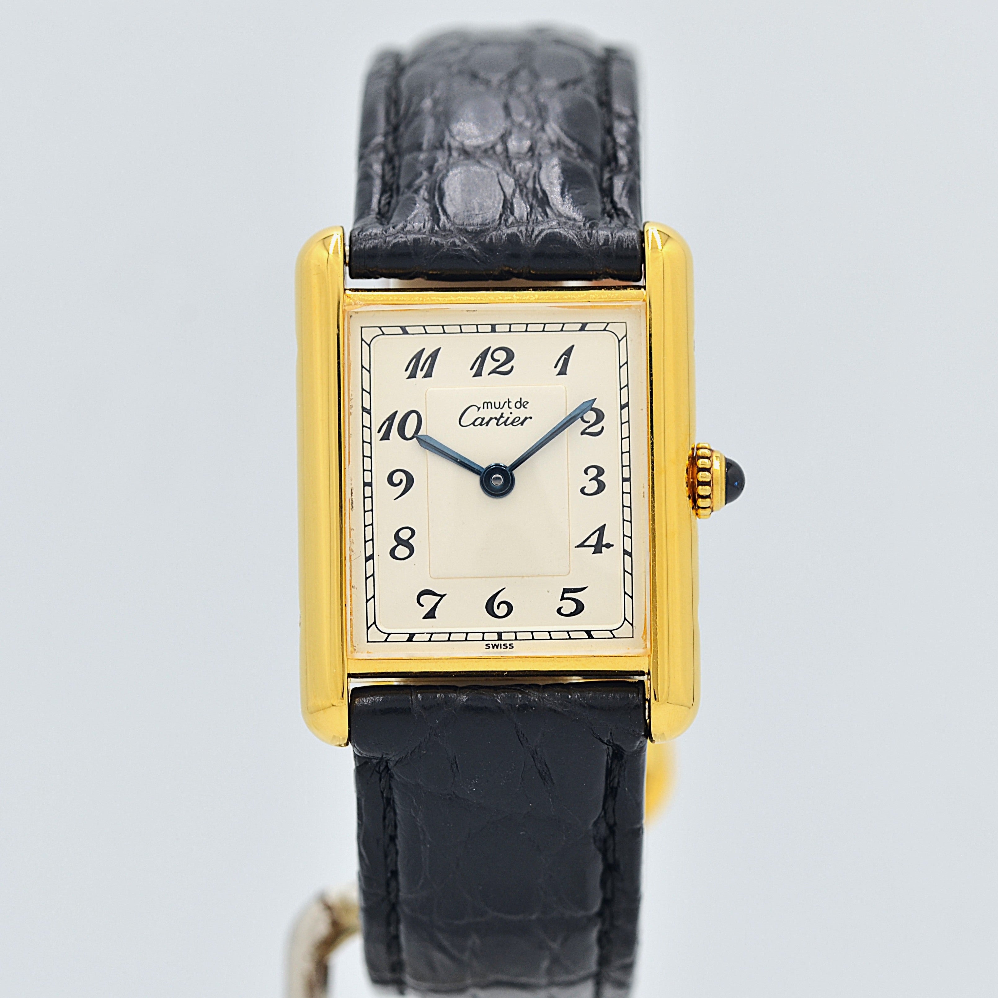 Cartier】カルティエ マストタンク LM アラビア文字盤 純正Dバックル付き