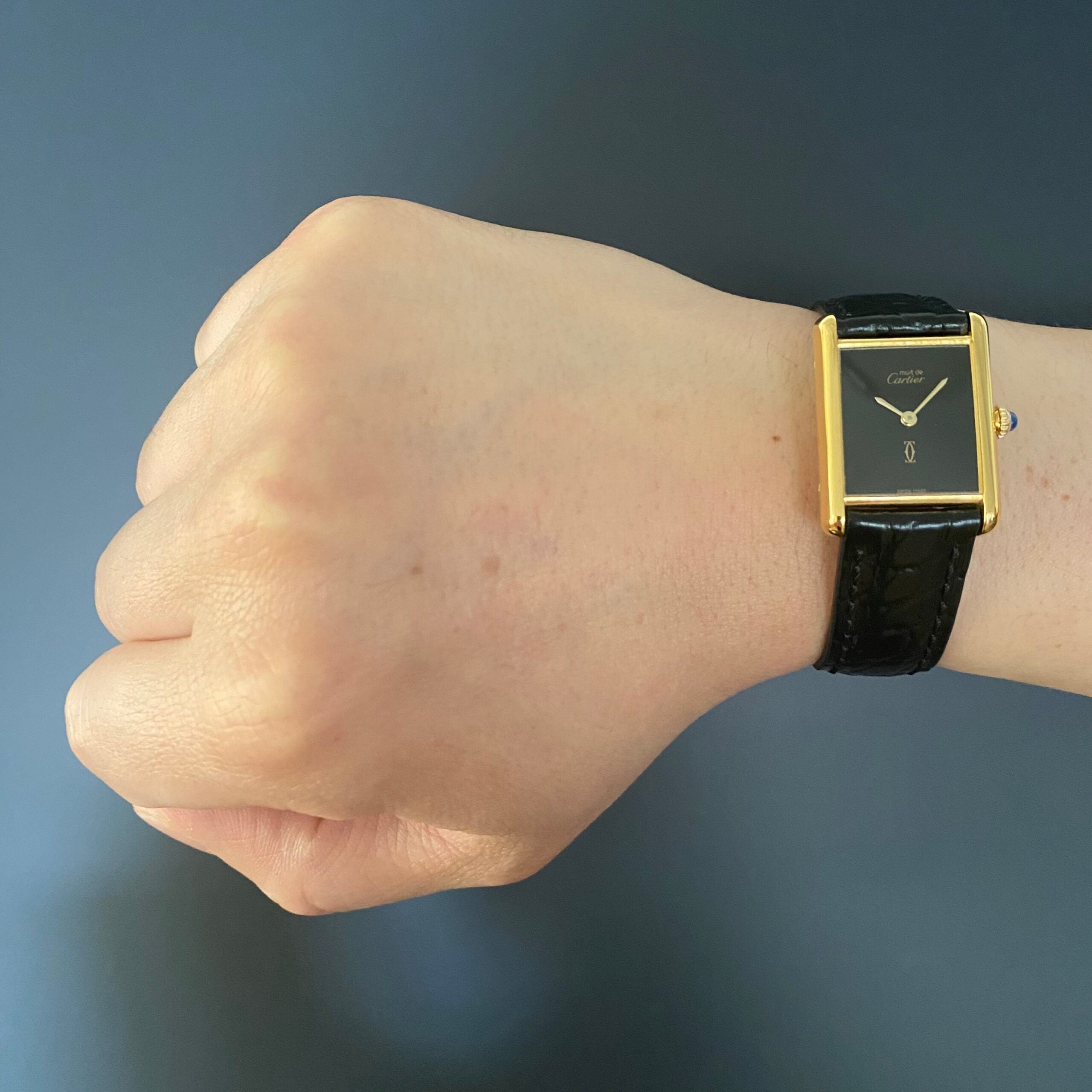 【Cartier】カルティエ<BR>マストタンク LMオニキスブラック永久保証書付き