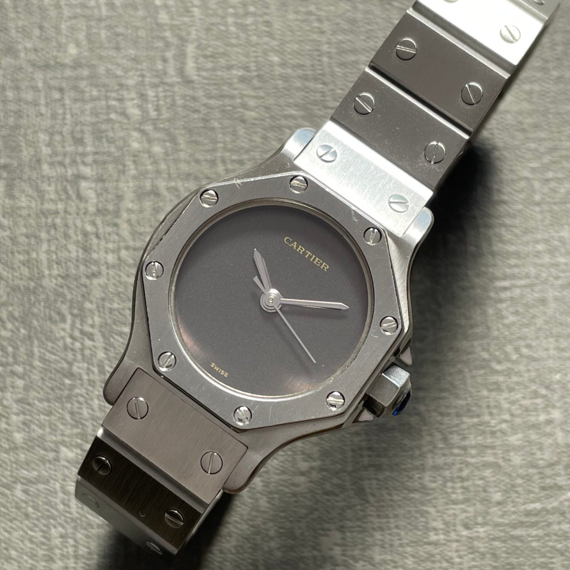 【Cartier】カルティエ<BR>サントスオクタゴン SMステンレスGray永久保証書付き