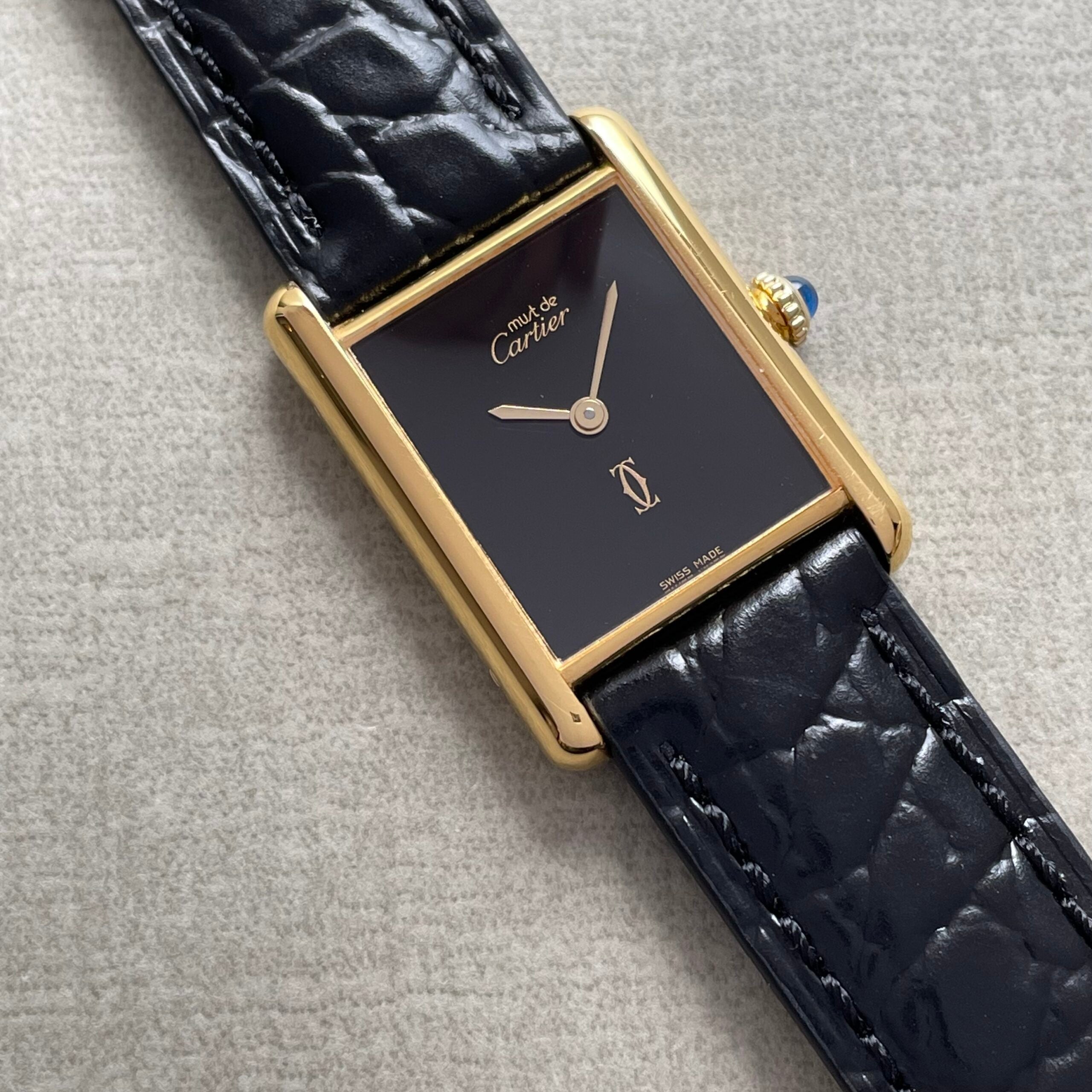 【Cartier】カルティエ<BR>マストタンク LMオニキスブラック永久保証書付き