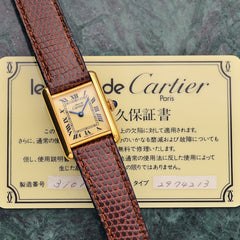 A Cartier Must Tank with a lifetime warranty that holds deep appeal for everyone.
