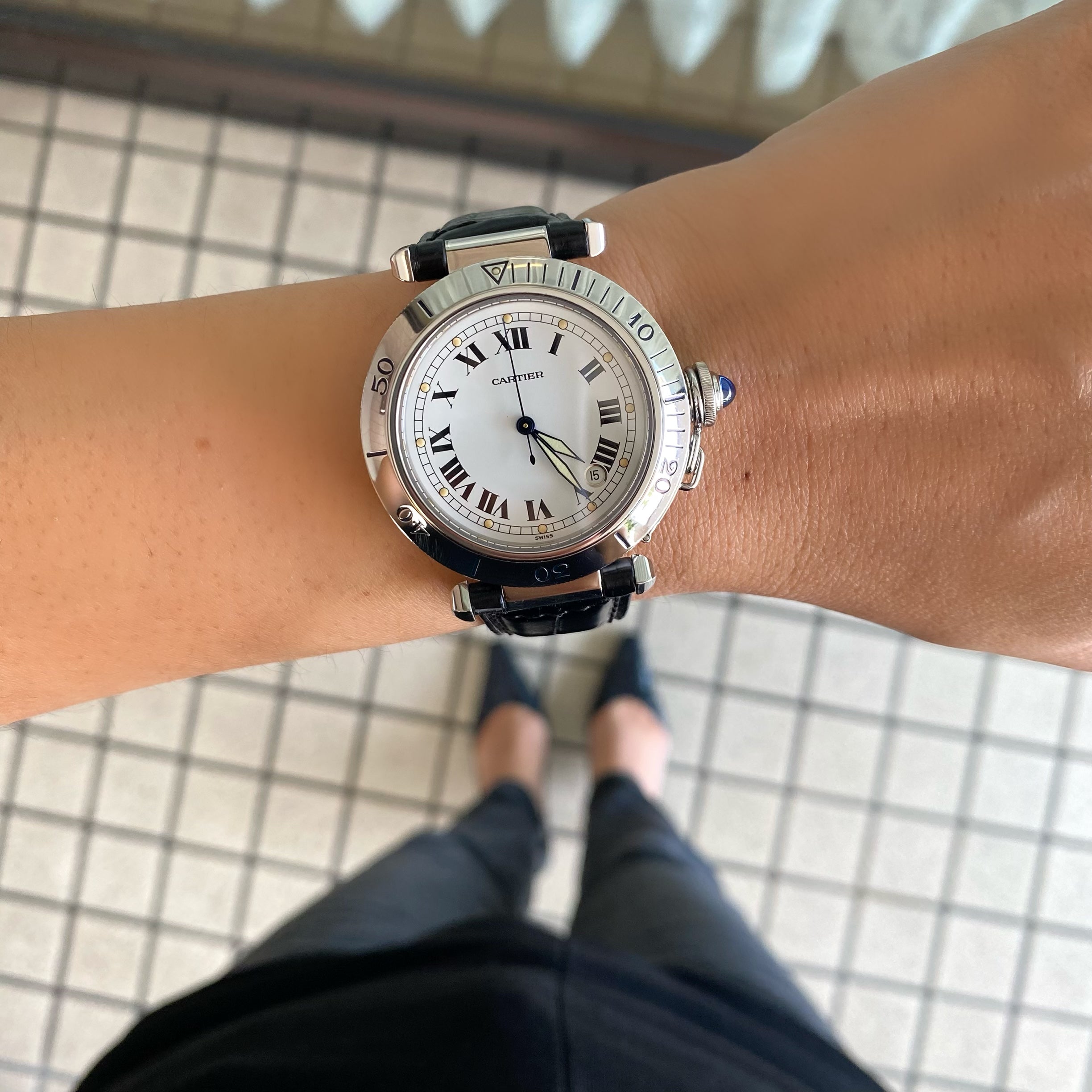 [Cartier] Pasha C38 outer bezel White Roman with accessories