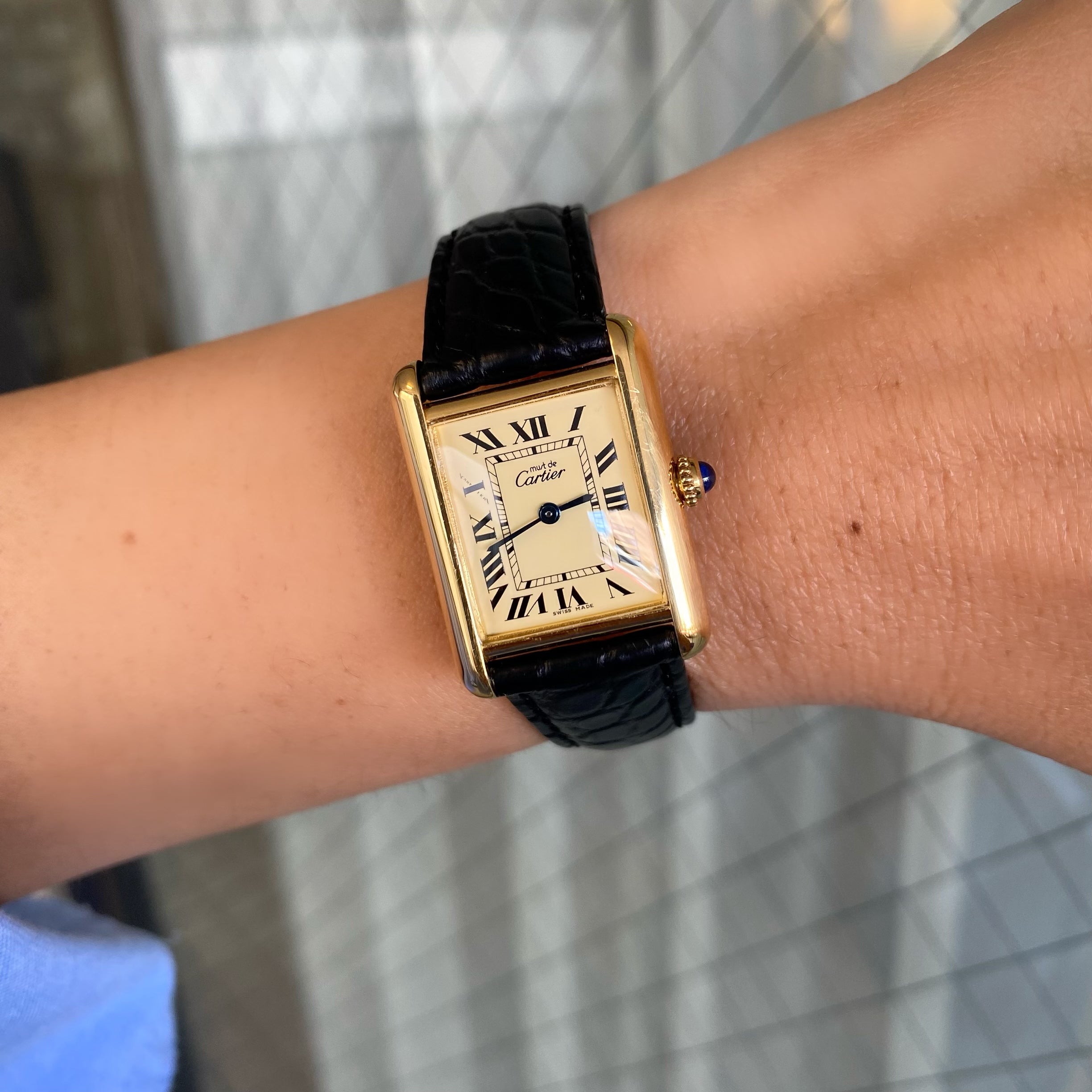 【Cartier】カルティエ<BR>マストタンク SM後期型アイボリーローマ