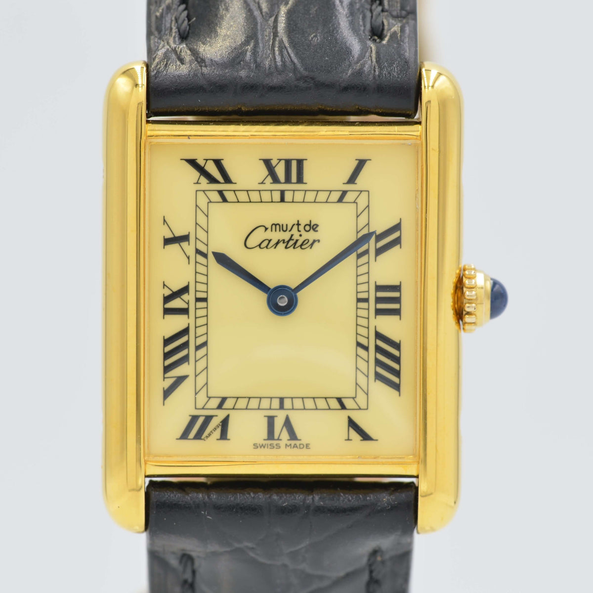 Cartier】カルティエ マストタンク LMアイボリーローマQZ 純正尾錠付き