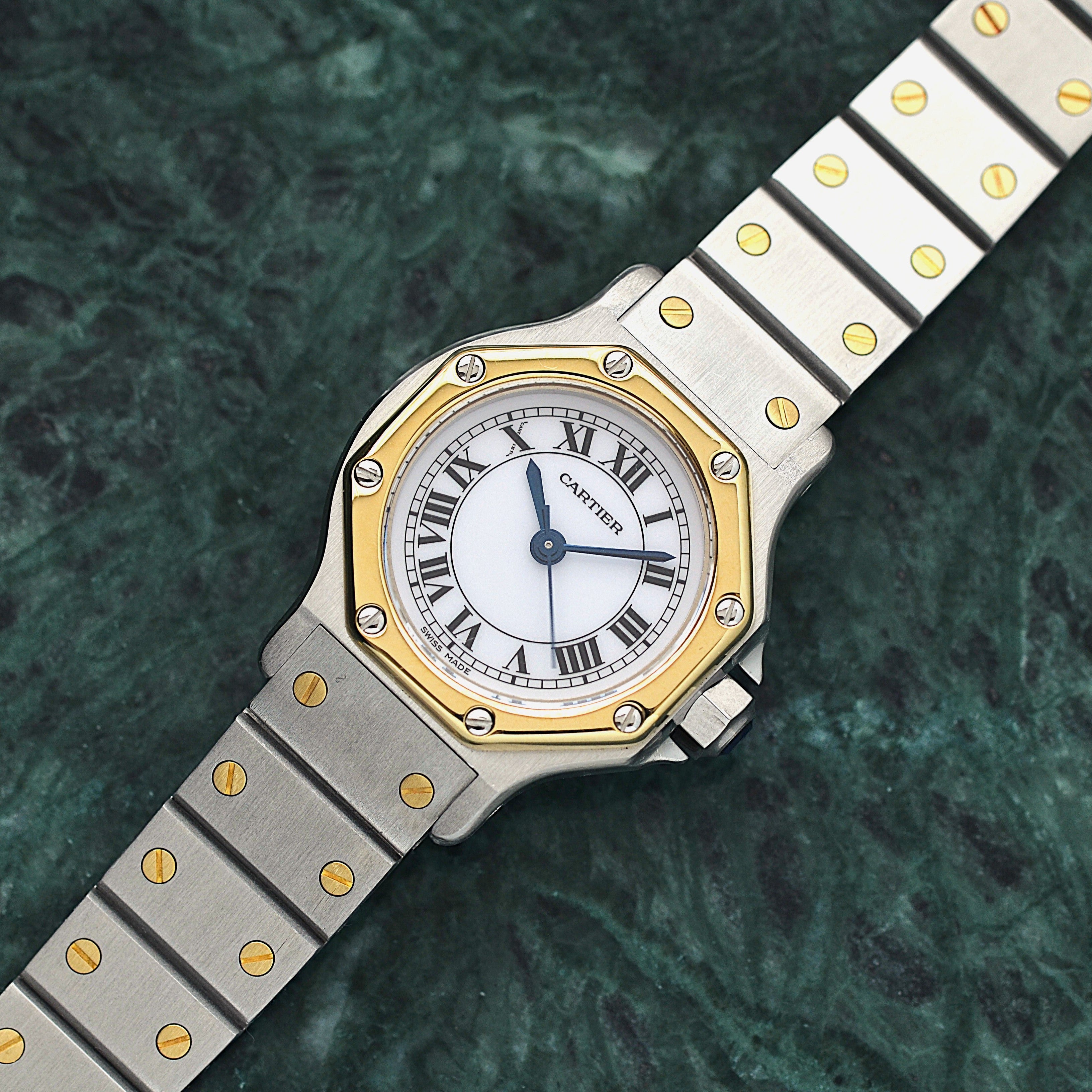 【Cartier】カルティエ サントスオクタゴンSM 18KYG×SS 永久保証書付き カルティエコンプリートサービス済み