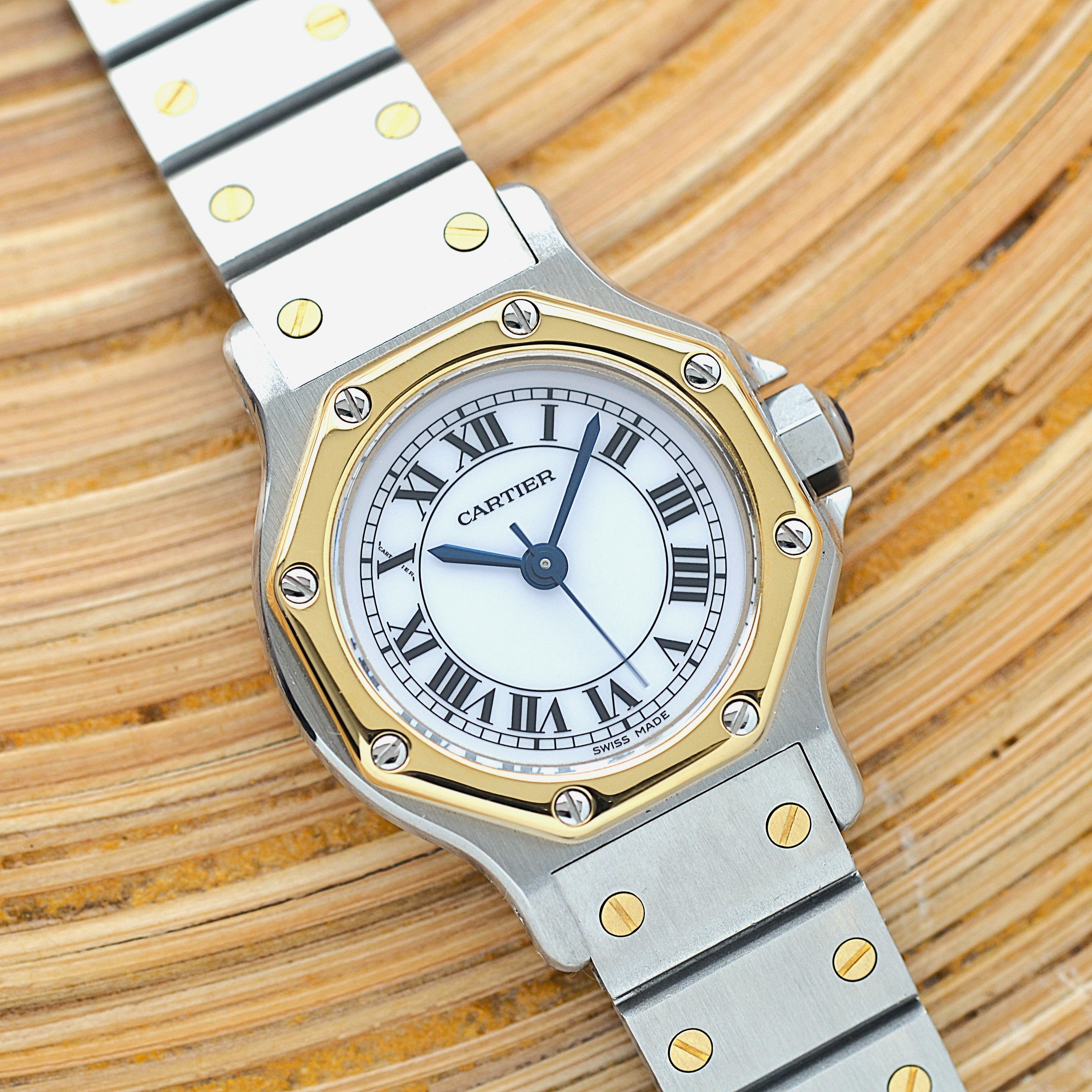 【Cartier】カルティエ サントスオクタゴンSM 18KYG×SS 永久保証書付き カルティエコンプリートサービス済み