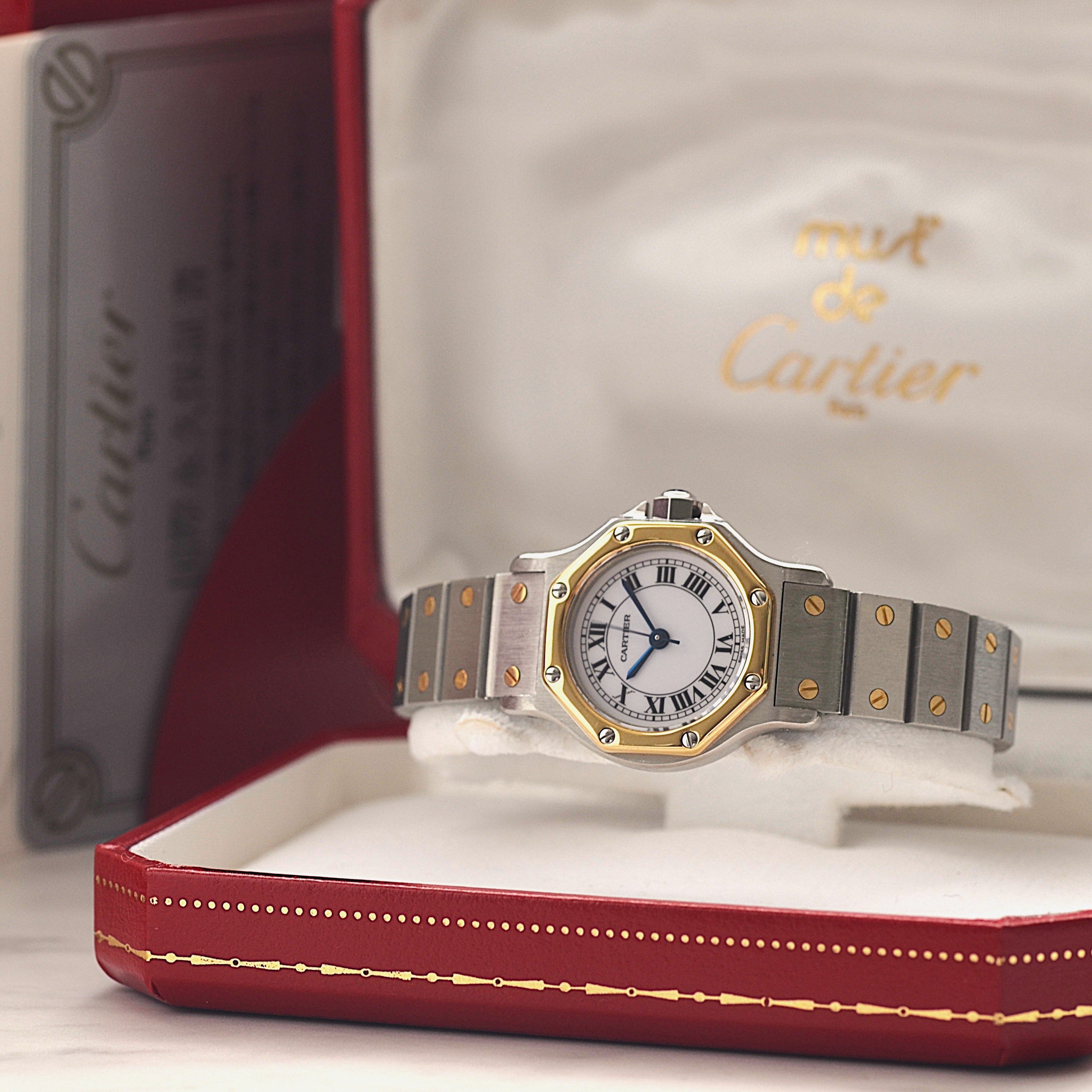【Cartier】カルティエ サントスオクタゴンSM 18KYG×SS 永久保証書付き カルティエコンプリートサービス済み