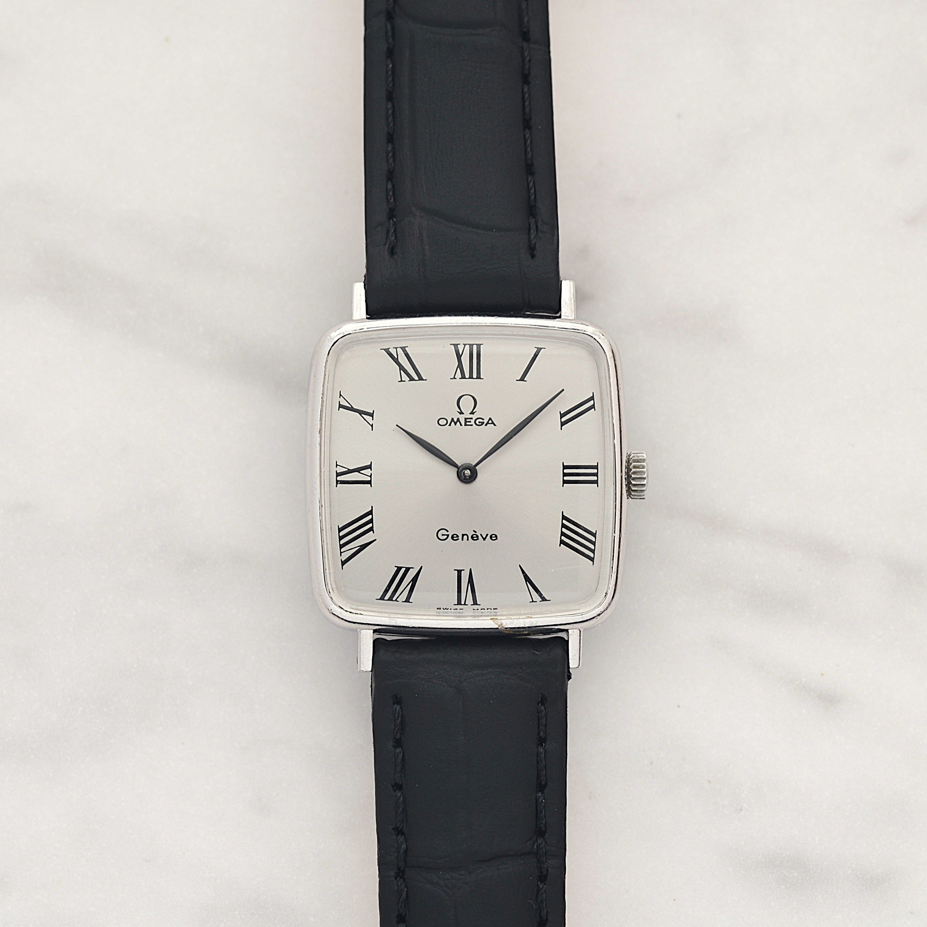【OMEGA】オメガ ジュネーヴ WGP スクエア Silver ボーイズサイズ 純正尾錠付き