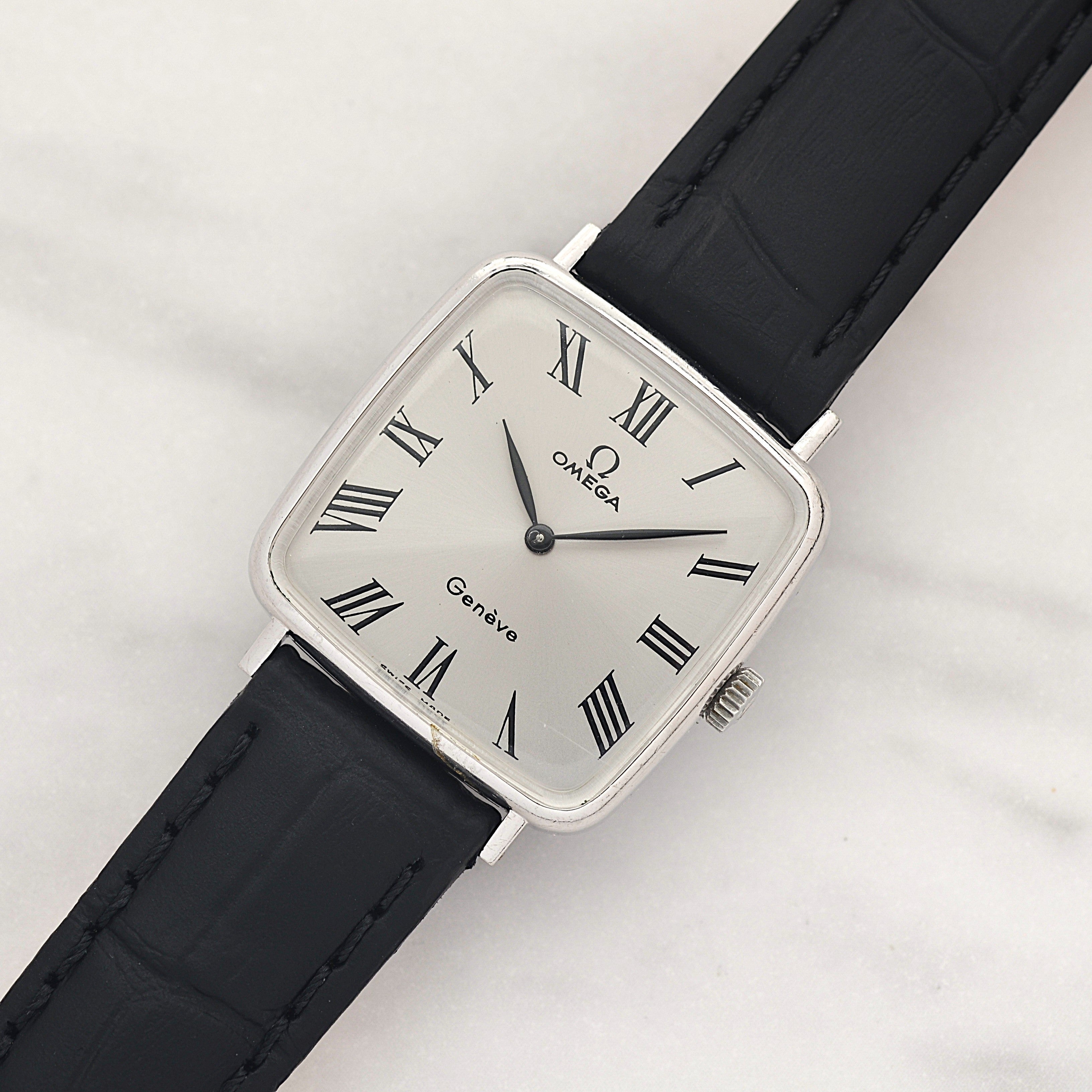 【OMEGA】オメガ ジュネーヴ WGP スクエア Silver ボーイズサイズ 純正尾錠付き