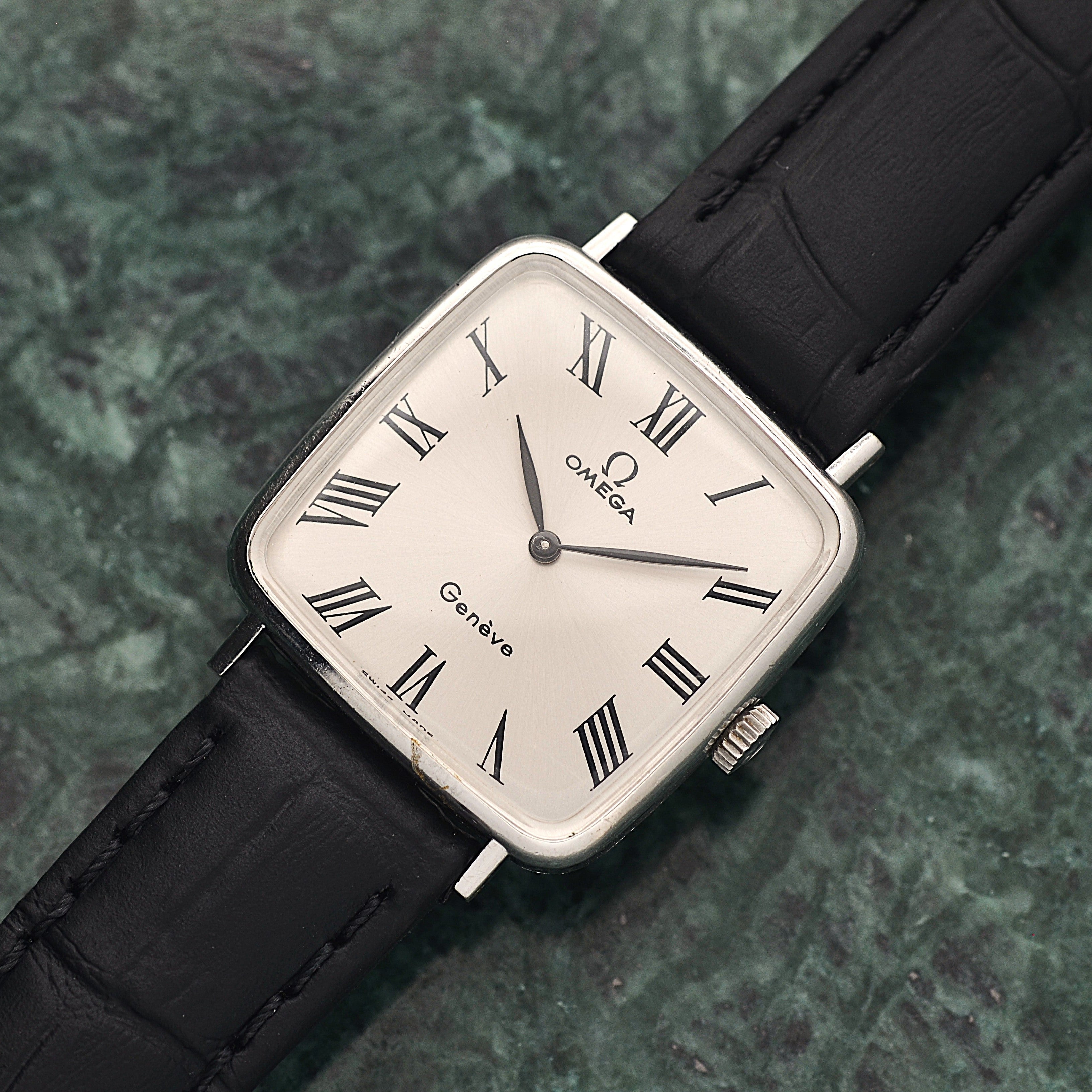 【OMEGA】オメガ ジュネーヴ WGP スクエア Silver ボーイズサイズ 純正尾錠付き