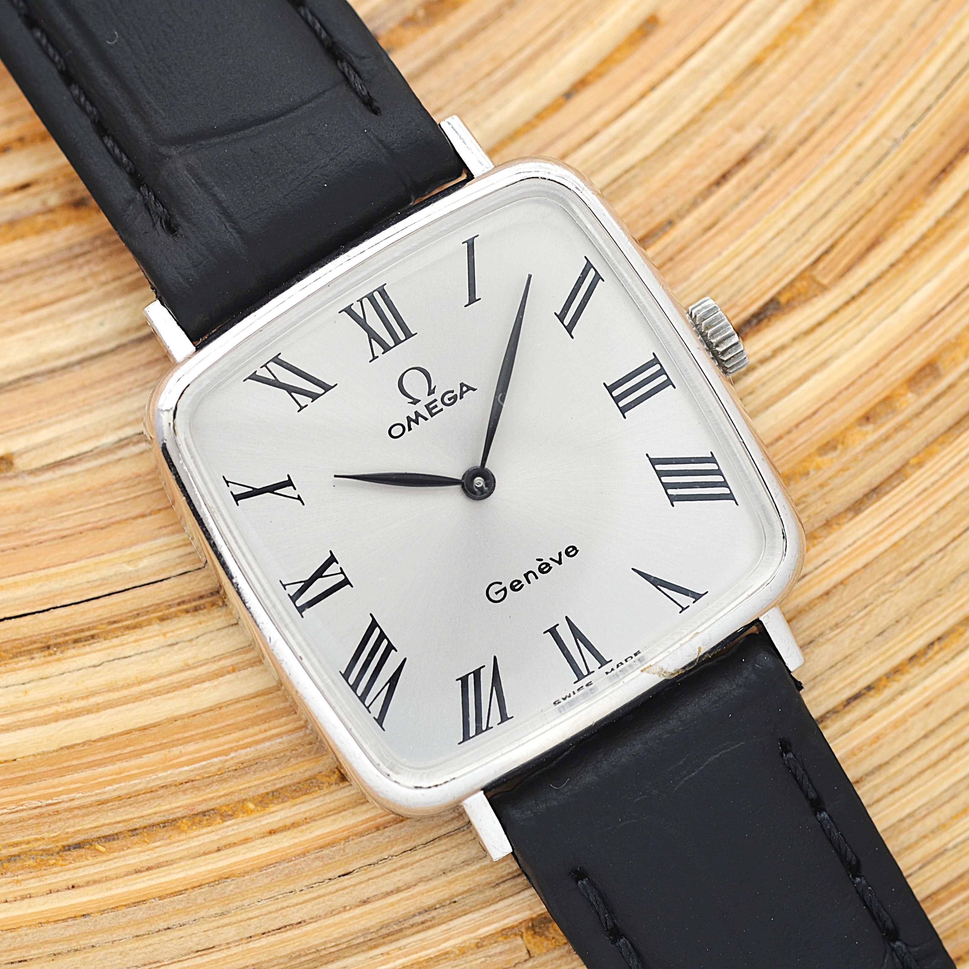 【OMEGA】オメガ ジュネーヴ WGP スクエア Silver ボーイズサイズ 純正尾錠付き