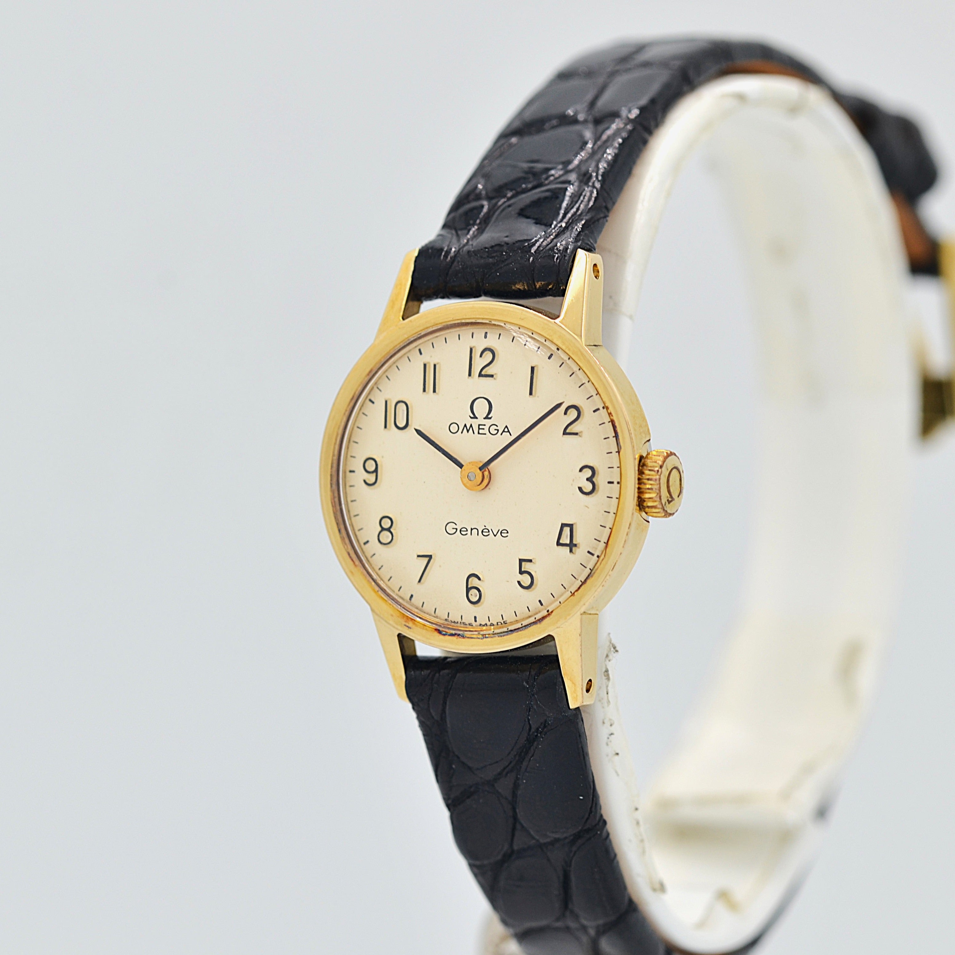 【OMEGA】オメガ ジュネーヴ GP ミニラウンド Silver アップライトアラビア 純正尾錠付き