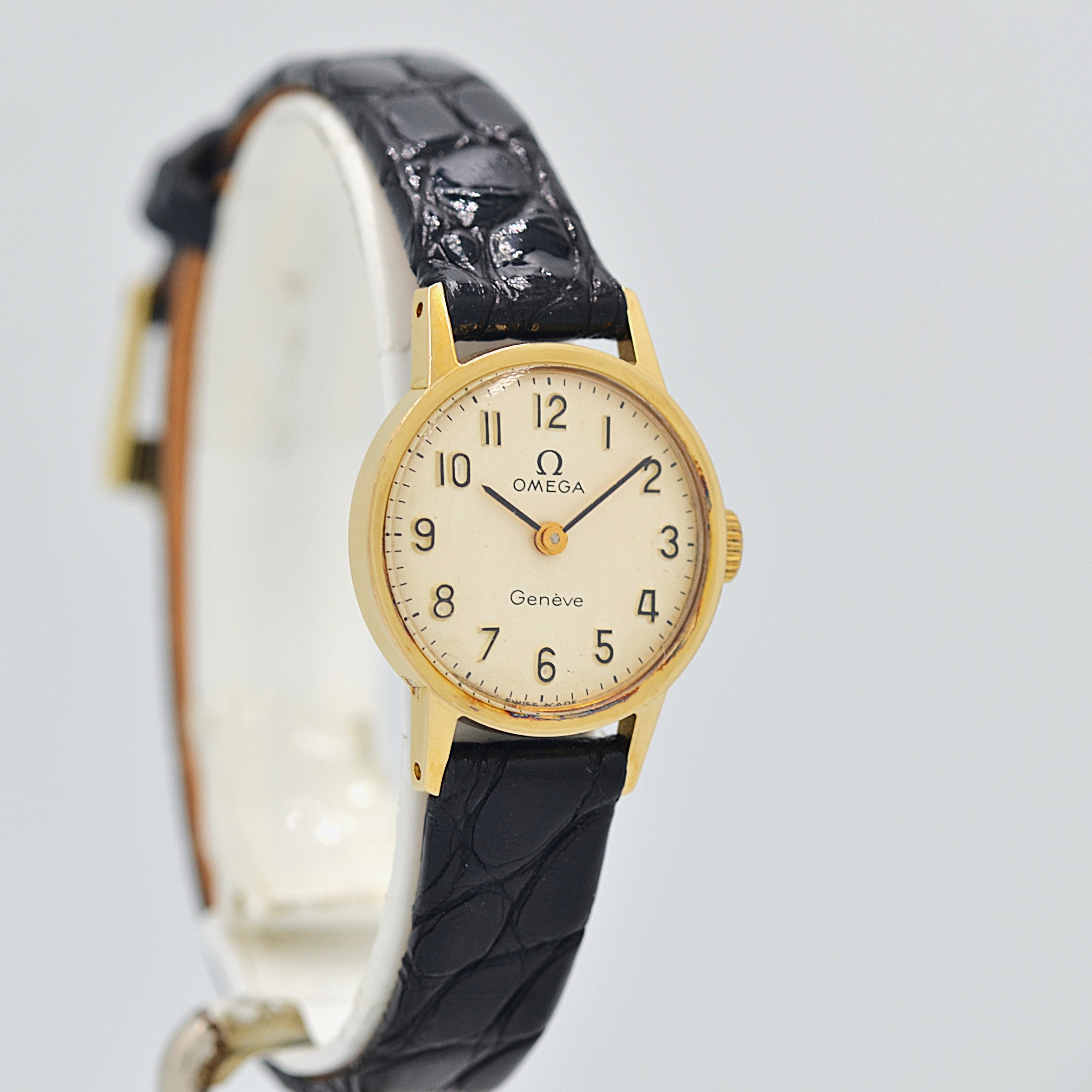 【OMEGA】オメガ ジュネーヴ GP ミニラウンド Silver アップライトアラビア 純正尾錠付き