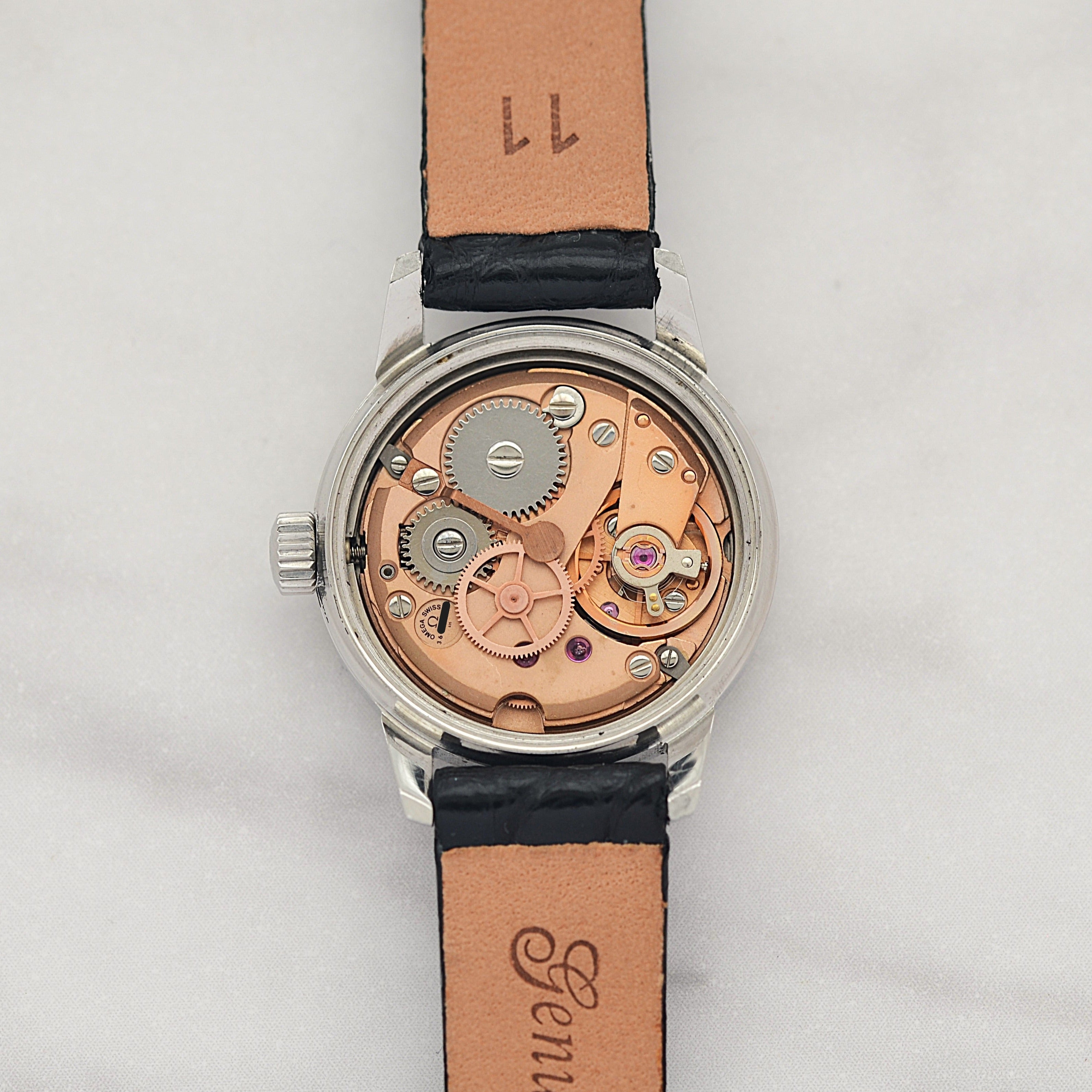 [OMEGA] Omega Geneva Stainless Steel Round Silver Upright Arabic with Genuine Buckle