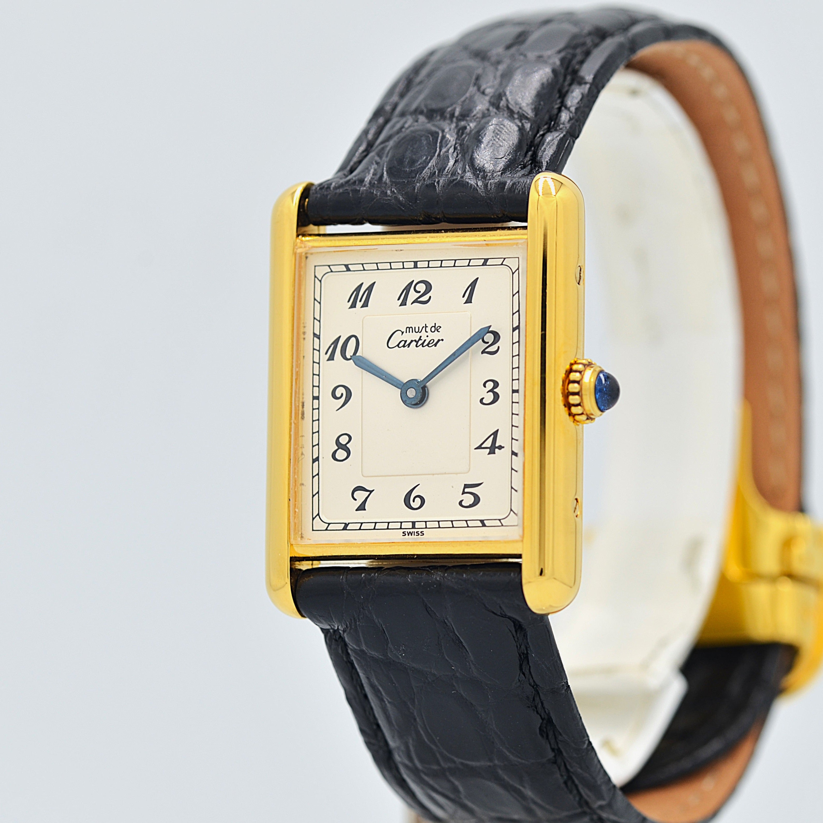【Cartier】カルティエ マストタンク LM アラビア文字盤 純正Dバックル付き