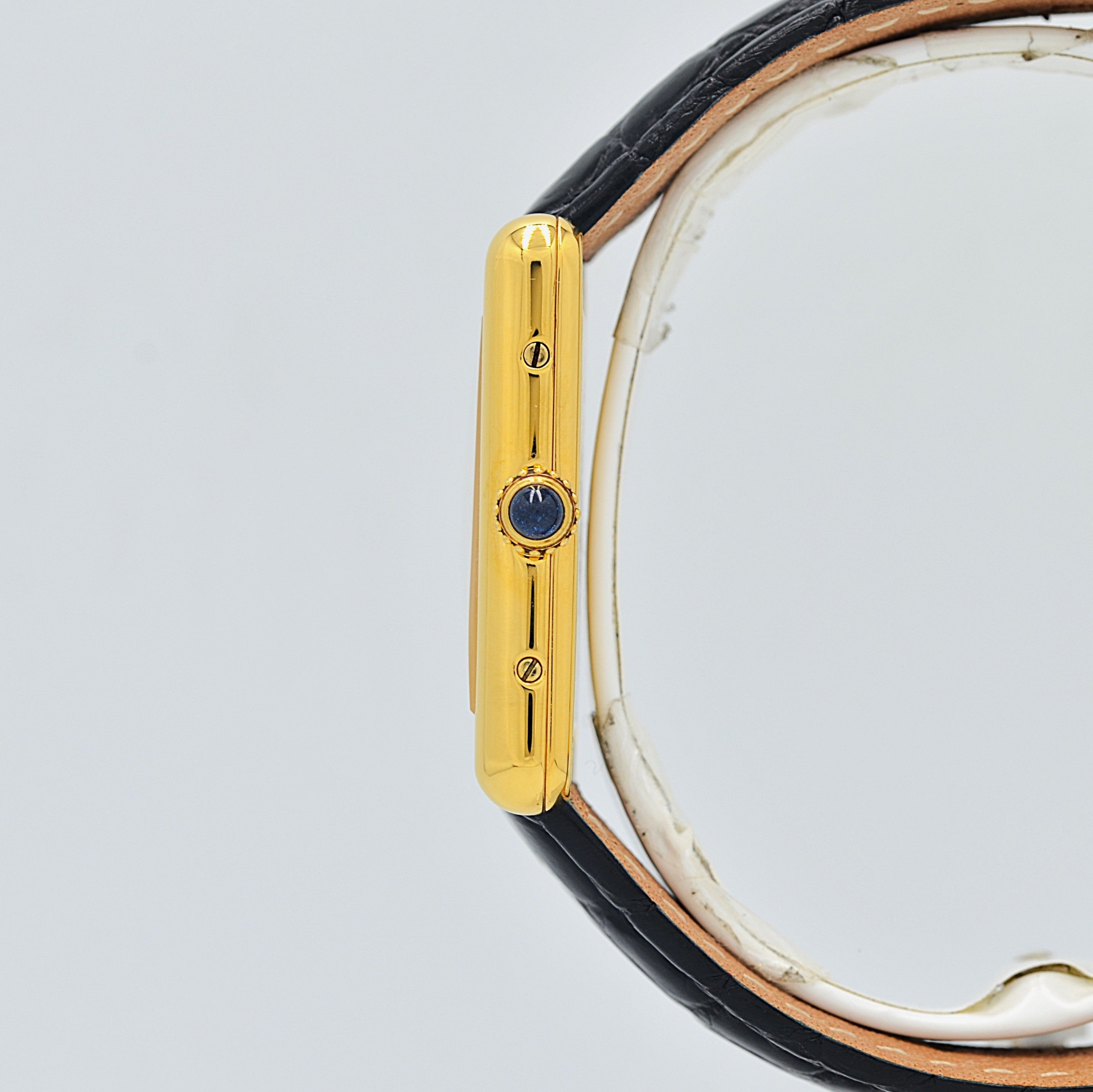 【Cartier】カルティエ マストタンク LM アラビア文字盤 純正Dバックル付き