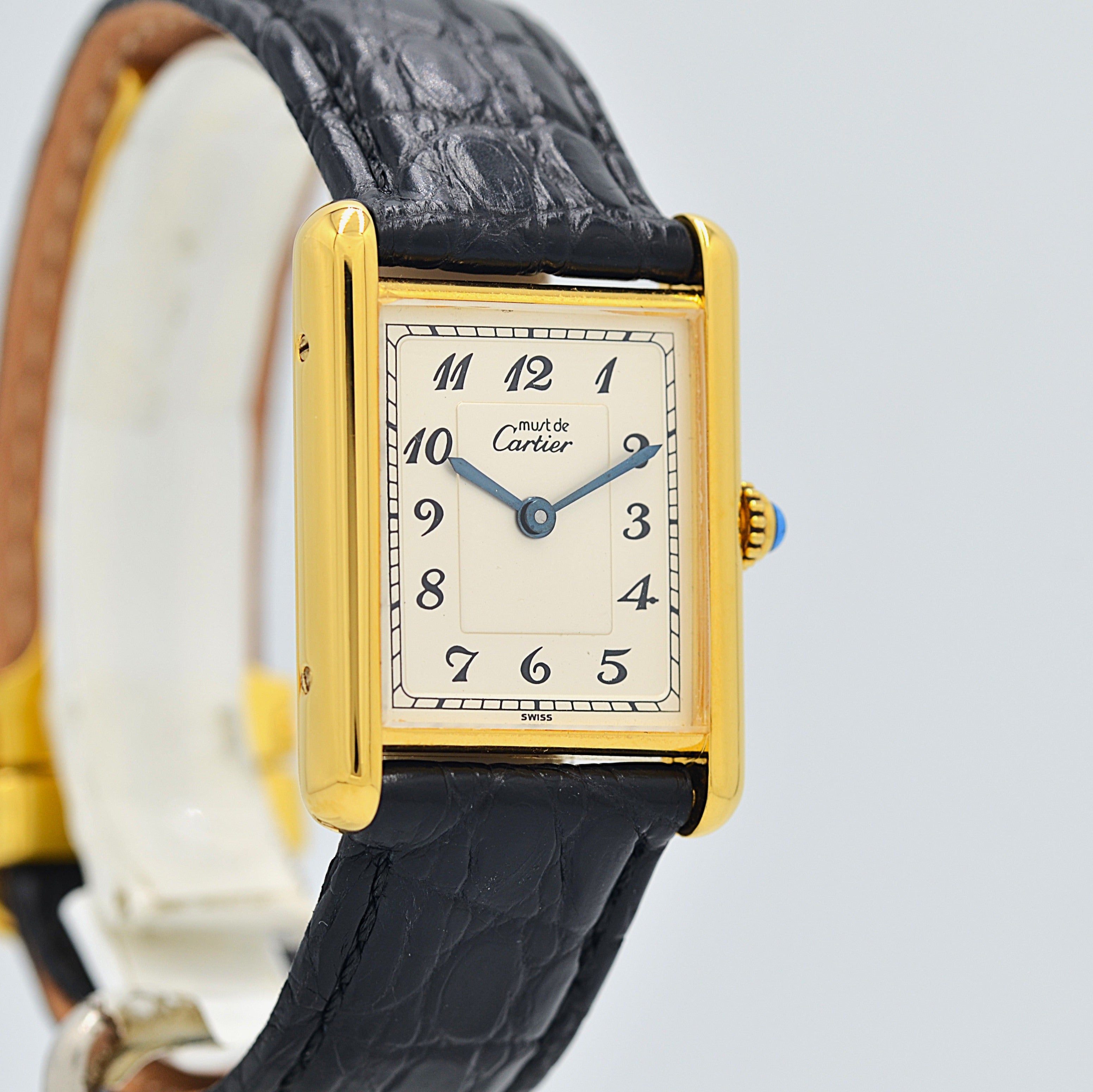 【Cartier】カルティエ マストタンク LM アラビア文字盤 純正Dバックル付き