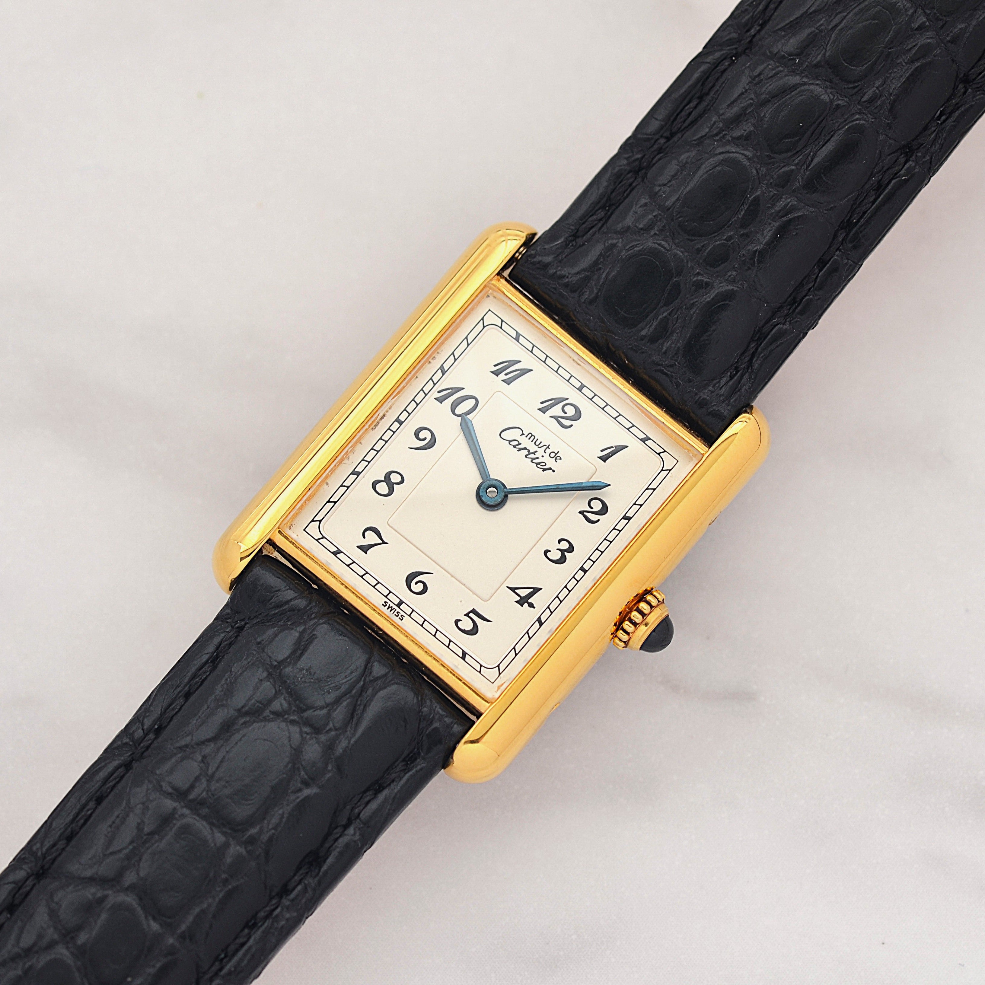 【Cartier】カルティエ マストタンク LM アラビア文字盤 純正Dバックル付き