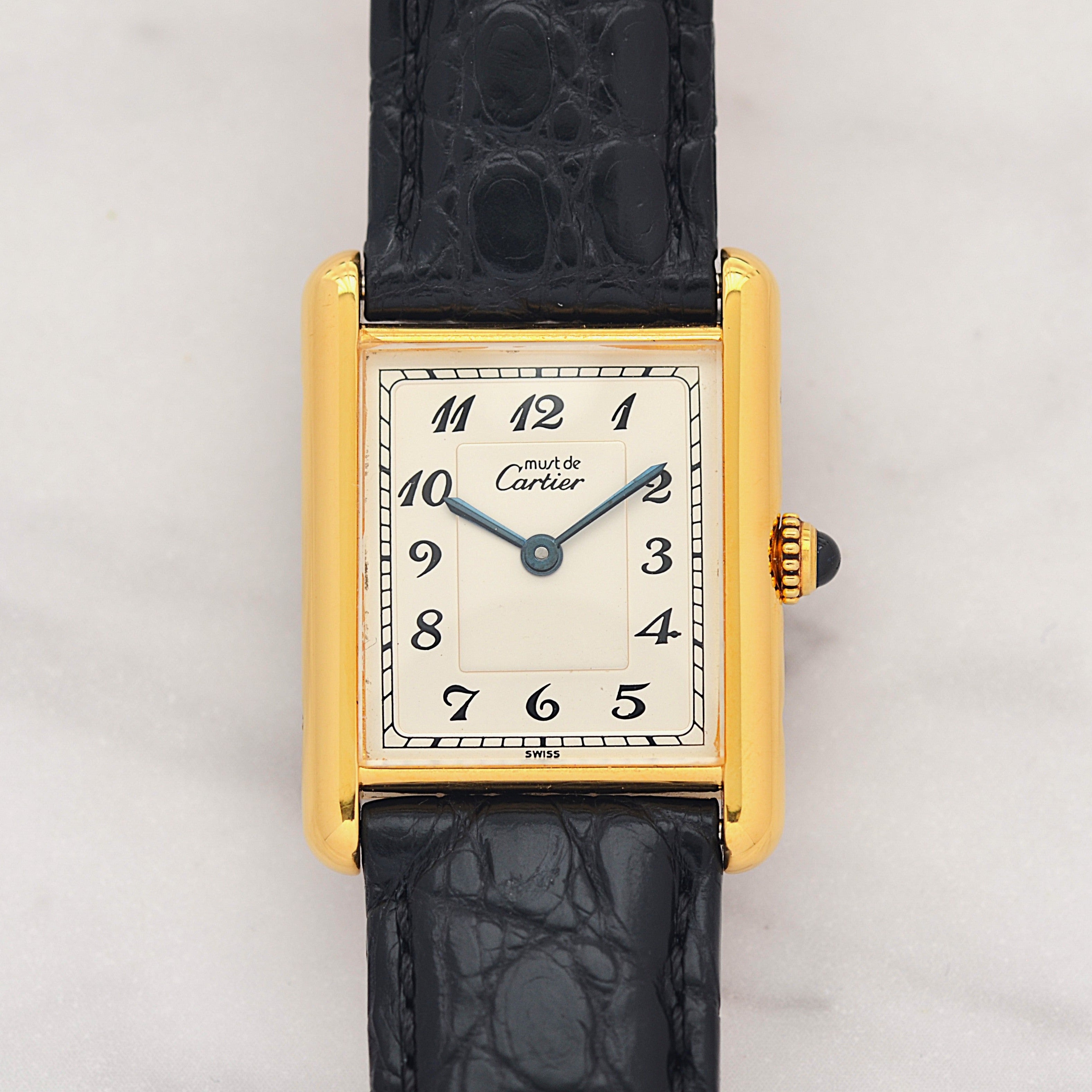 【Cartier】カルティエ マストタンク LM アラビア文字盤 純正Dバックル付き