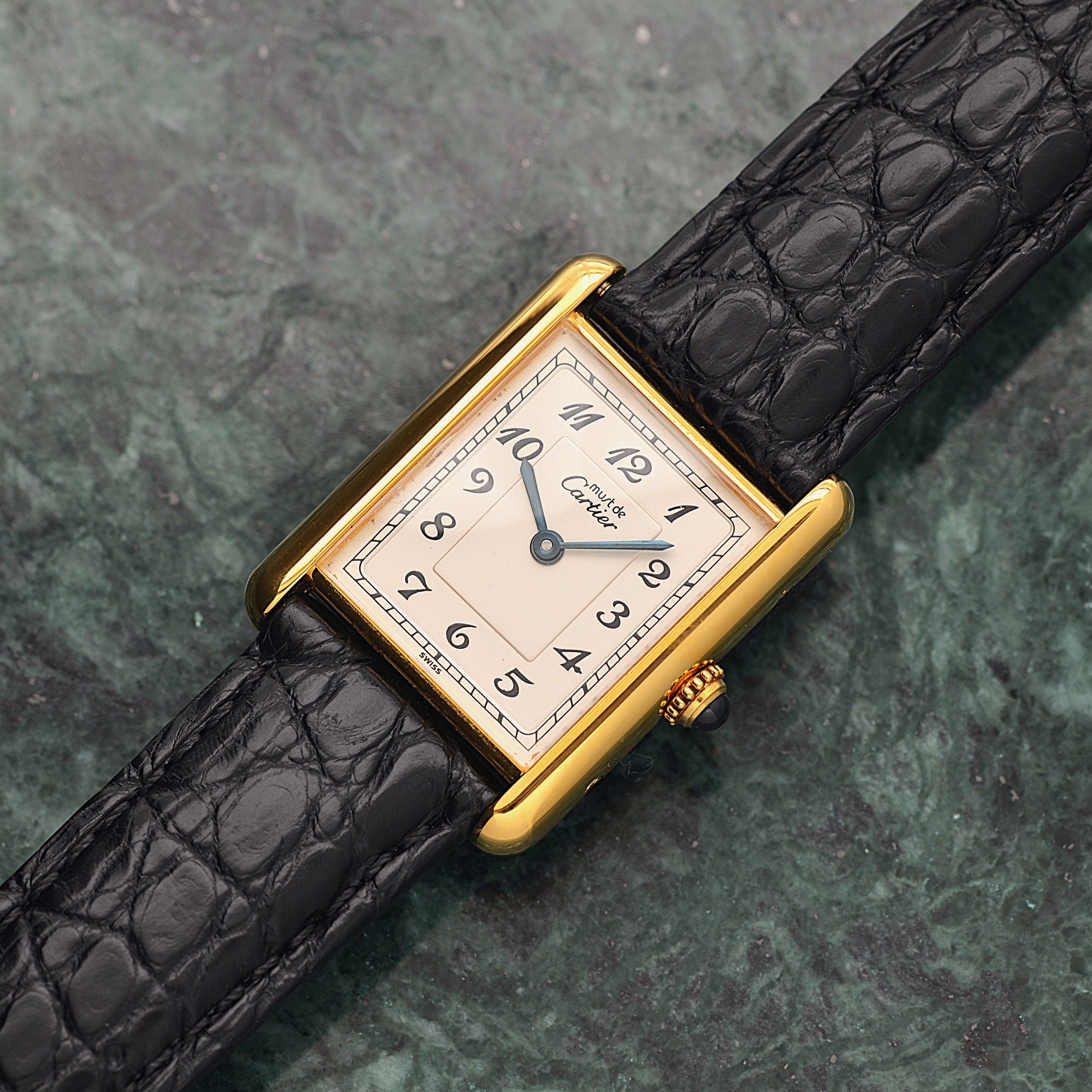 【Cartier】カルティエ マストタンク LM アラビア文字盤 純正Dバックル付き