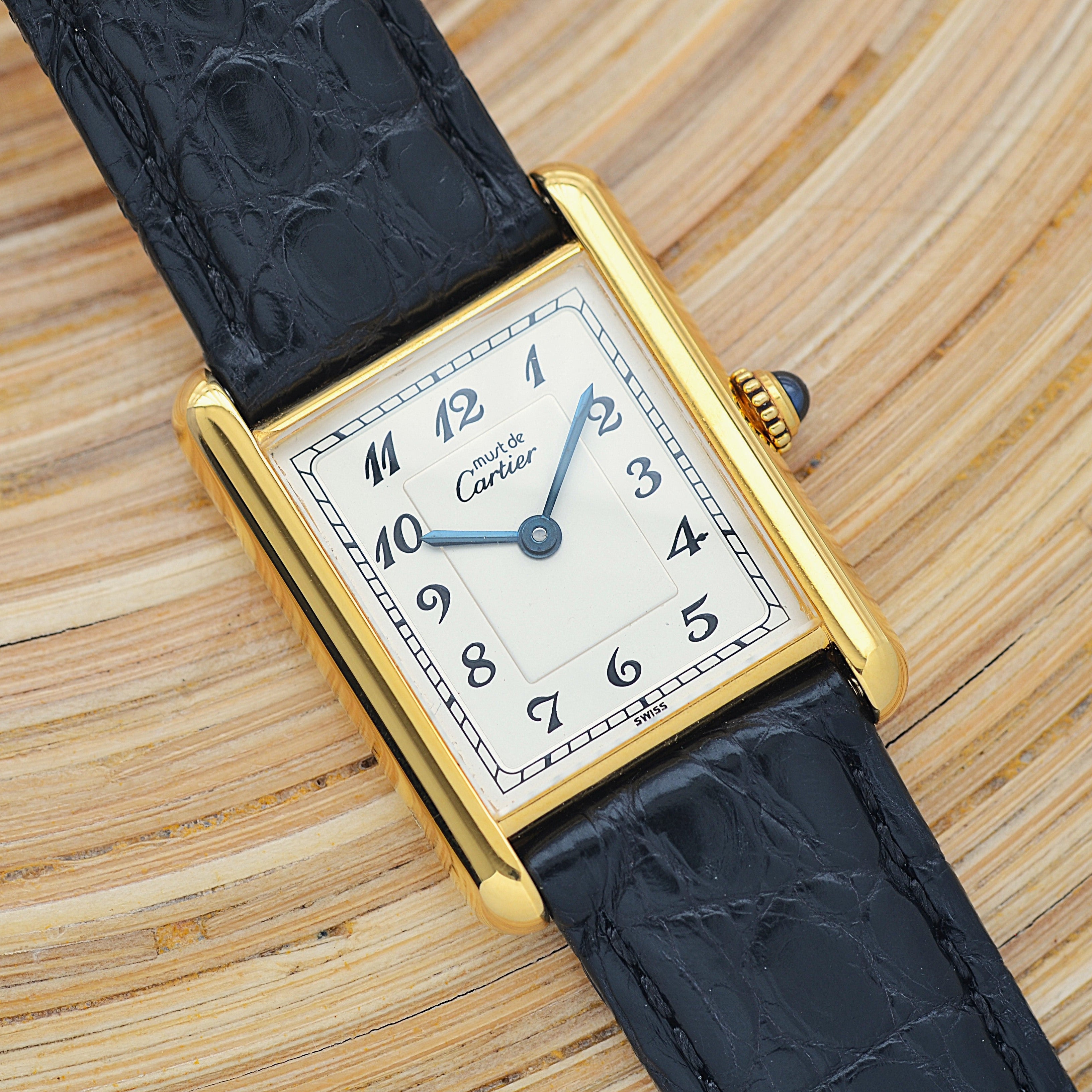 【Cartier】カルティエ マストタンク LM アラビア文字盤 純正Dバックル付き
