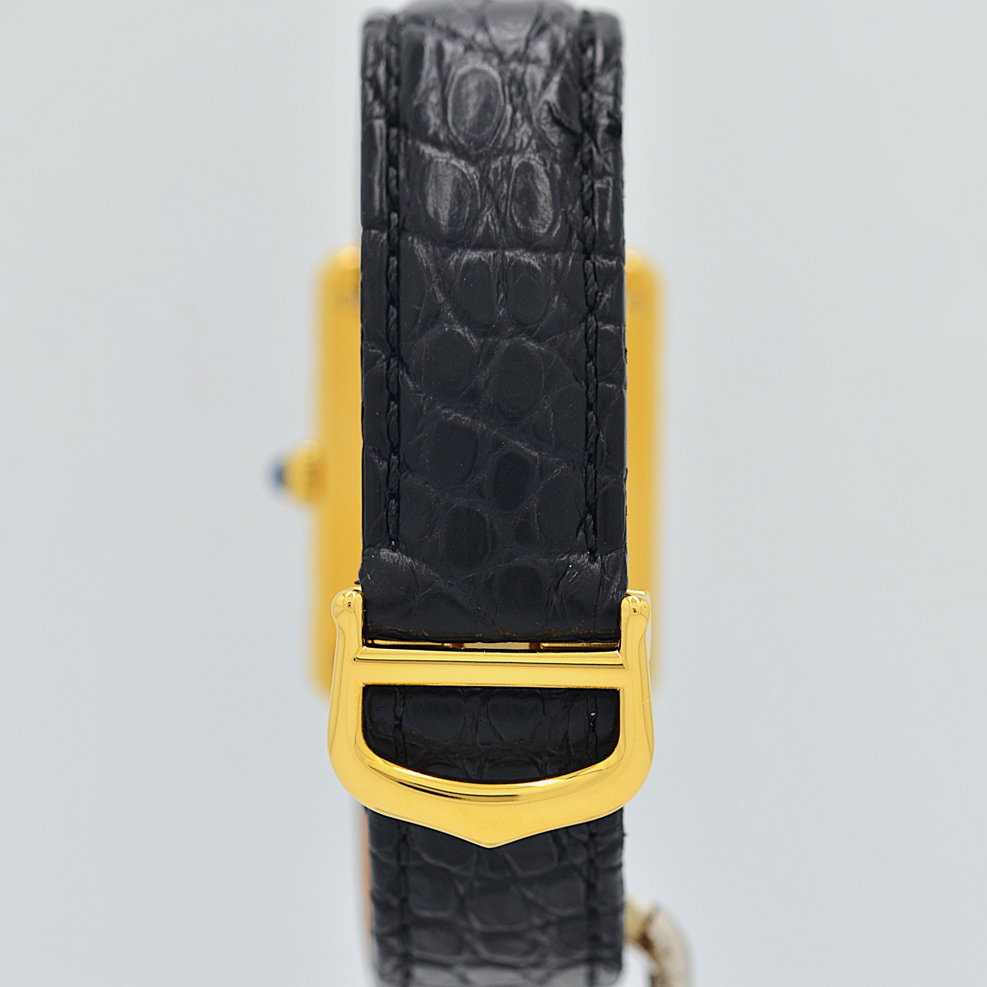 【Cartier】Must Tank LM, Black, 4 Roman numerals, with original deployant buckle, Cartier complete service completed