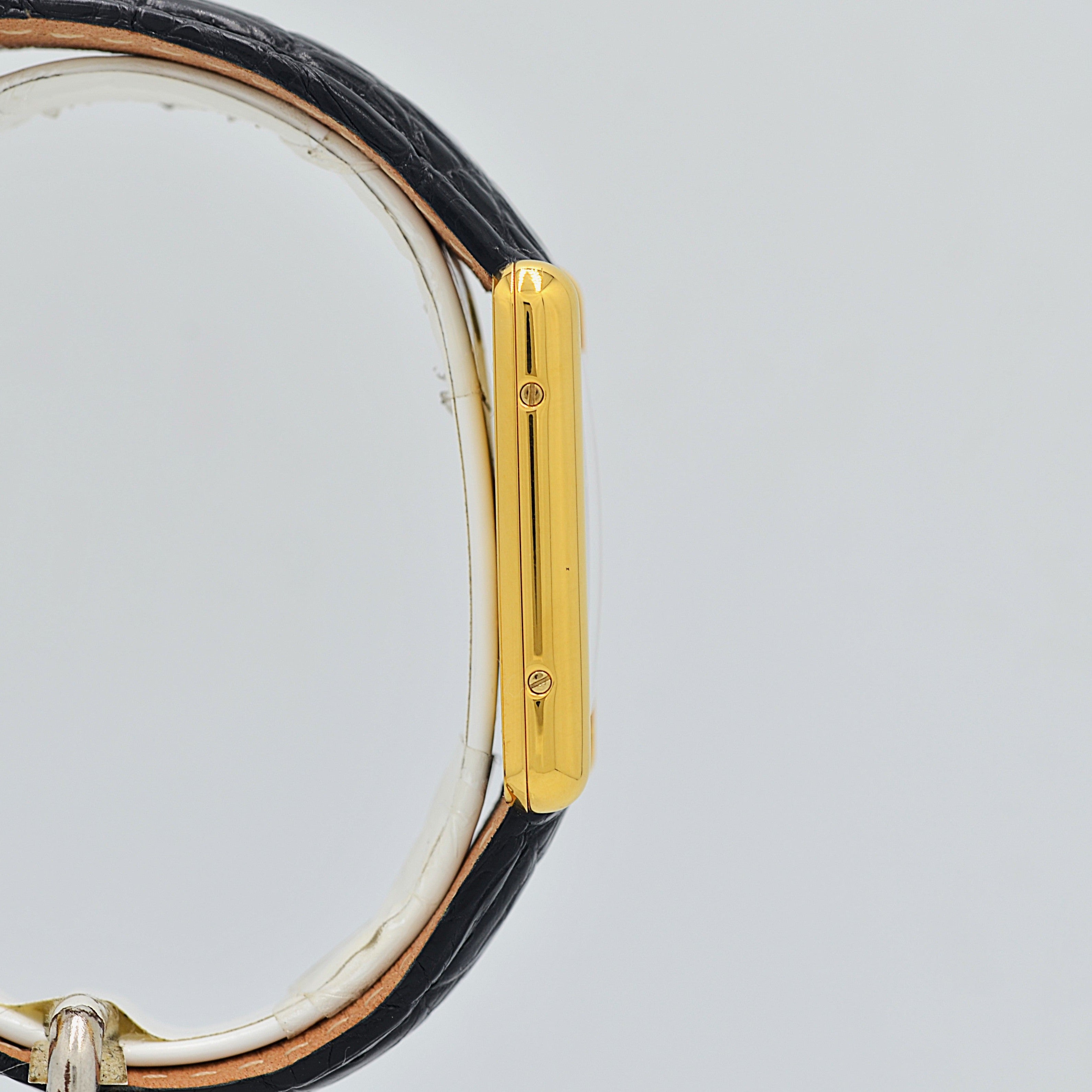 【Cartier】Must Tank LM, Black, 4 Roman numerals, with original deployant buckle, Cartier complete service completed