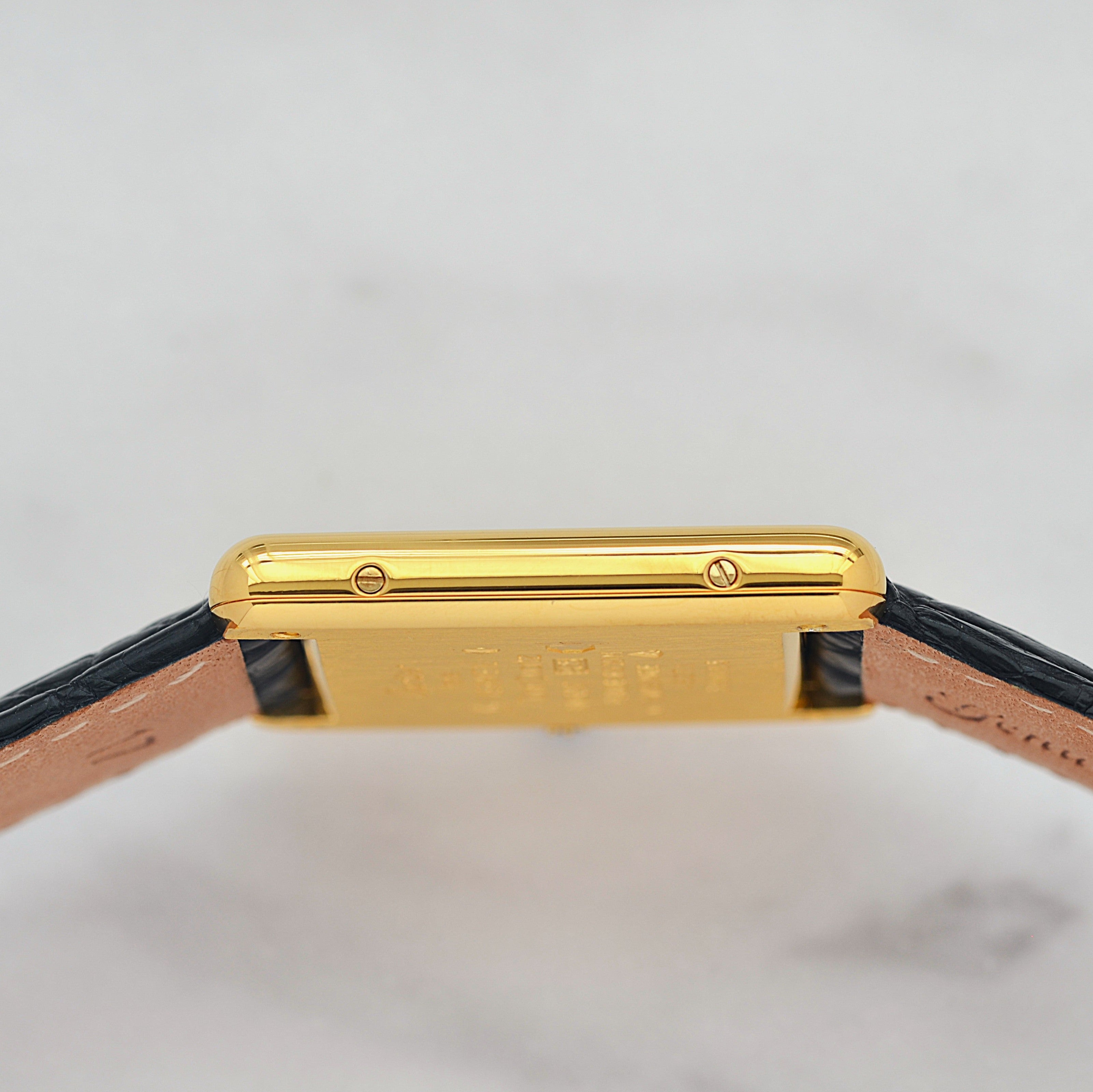 【Cartier】Must Tank LM, Black, 4 Roman numerals, with original deployant buckle, Cartier complete service completed