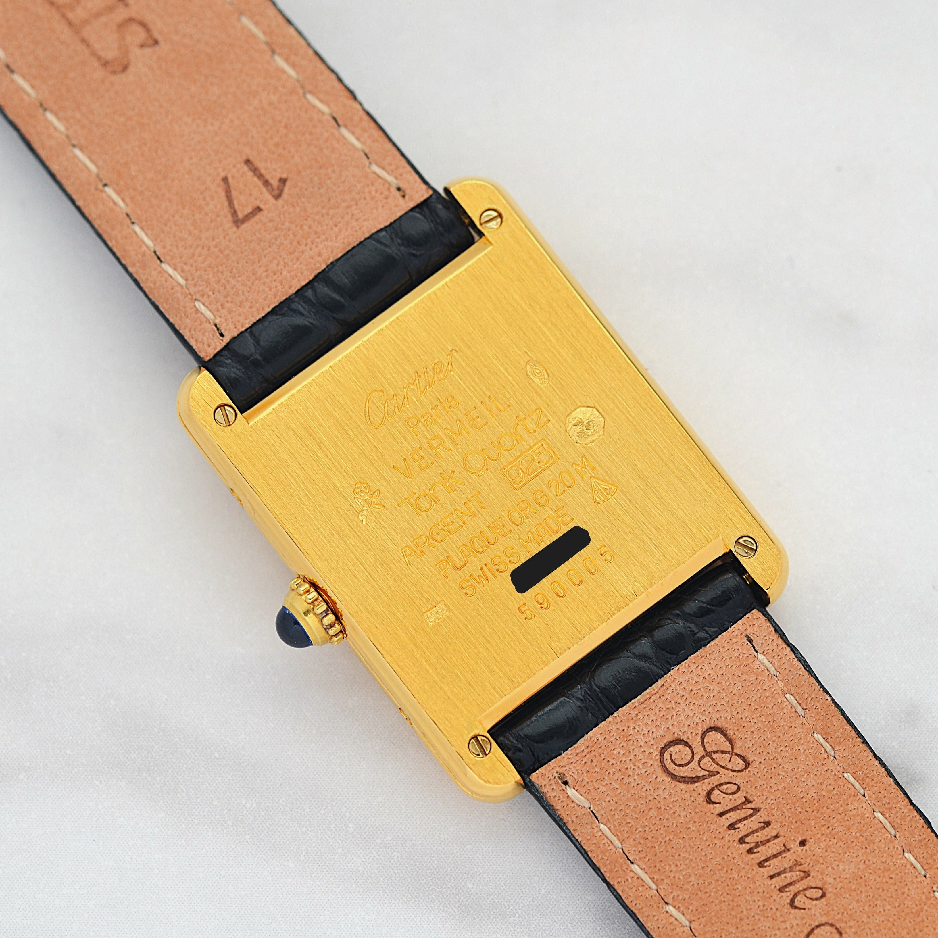 【Cartier】Must Tank LM, Black, 4 Roman numerals, with original deployant buckle, Cartier complete service completed