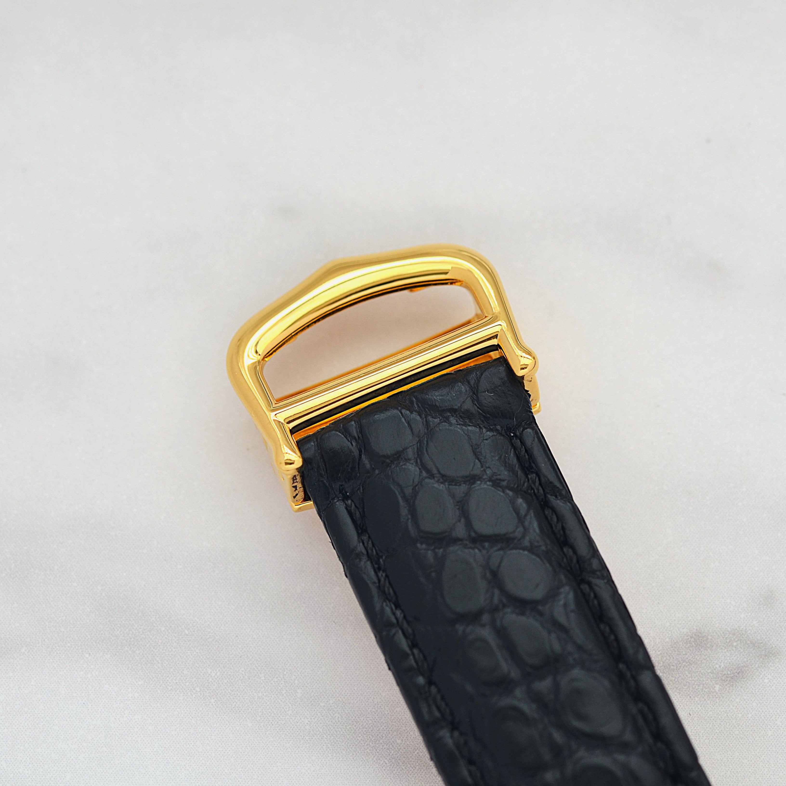 【Cartier】Must Tank LM, Black, 4 Roman numerals, with original deployant buckle, Cartier complete service completed