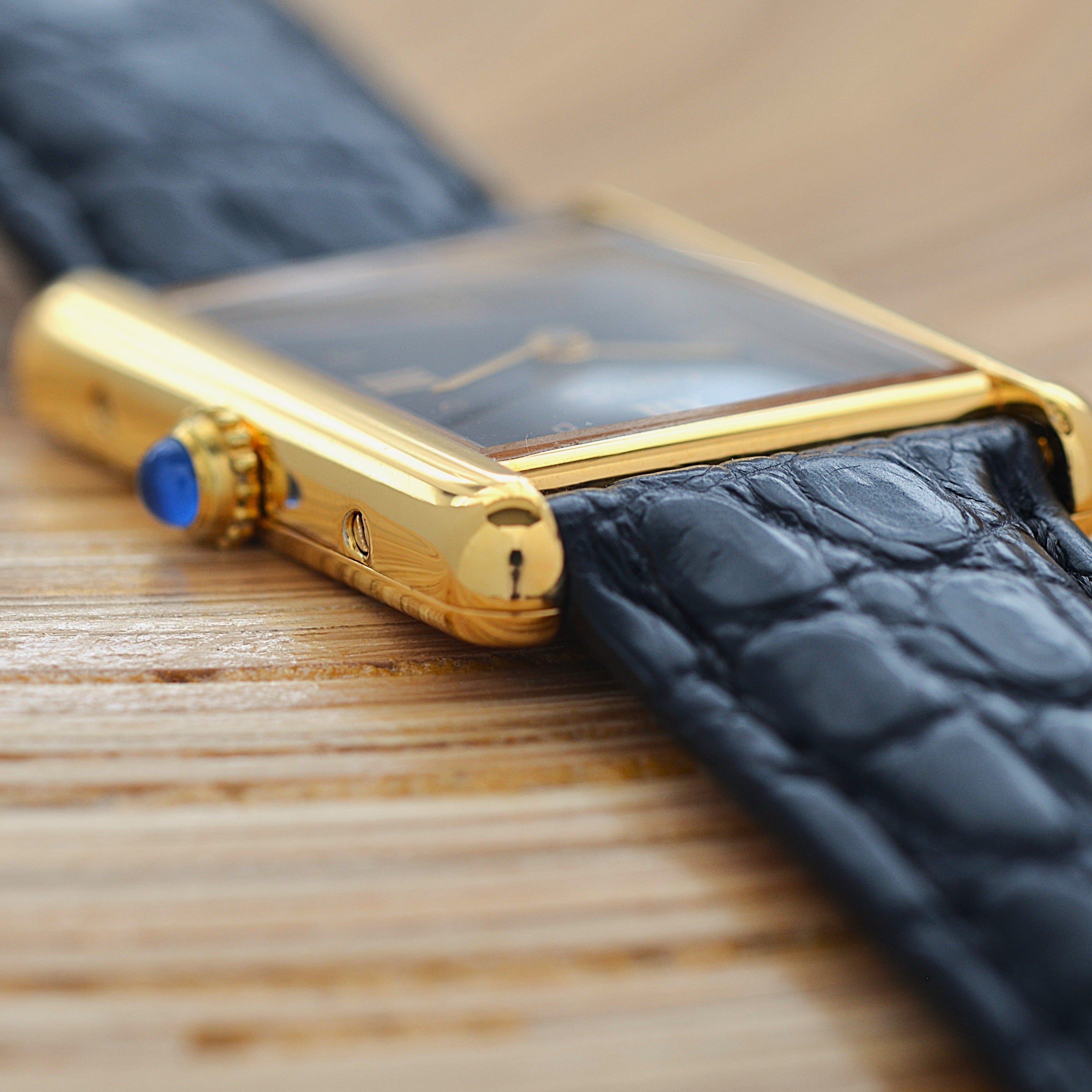 【Cartier】Must Tank LM, Black, 4 Roman numerals, with original deployant buckle, Cartier complete service completed