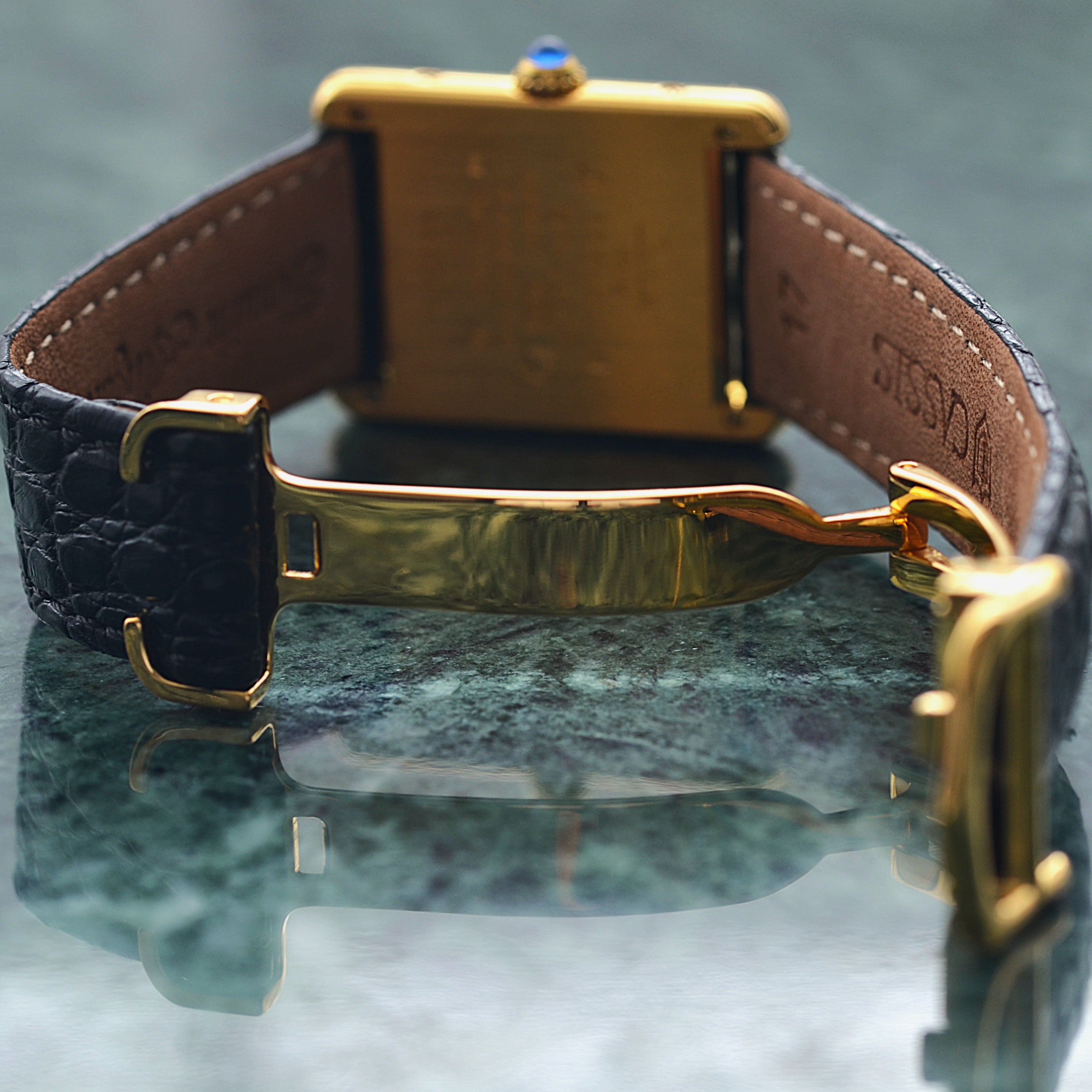 【Cartier】Must Tank LM, Black, 4 Roman numerals, with original deployant buckle, Cartier complete service completed