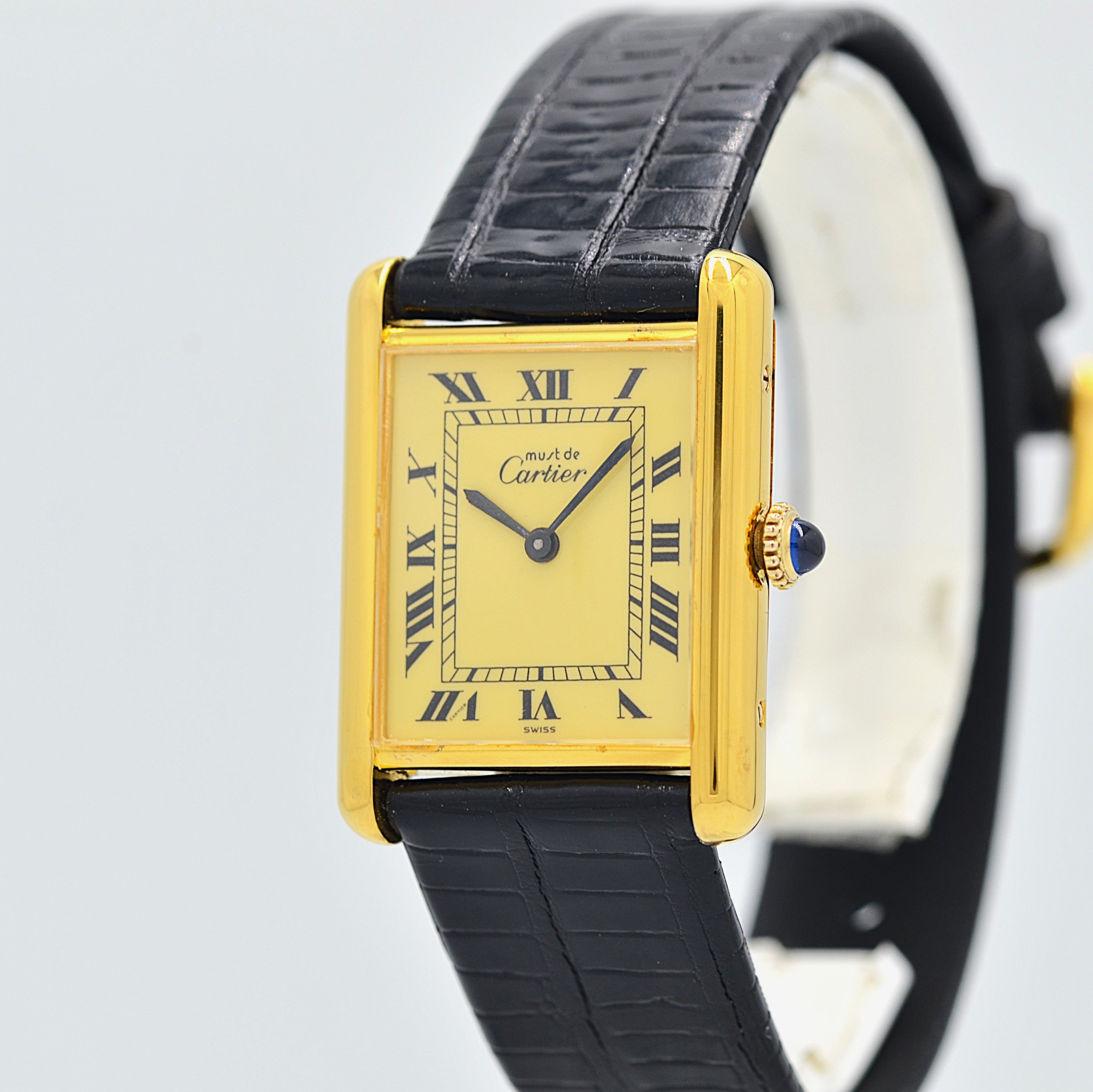 【Cartier】カルティエ マストタンクLM アイボリーローマ 手巻き 純正尾錠付き