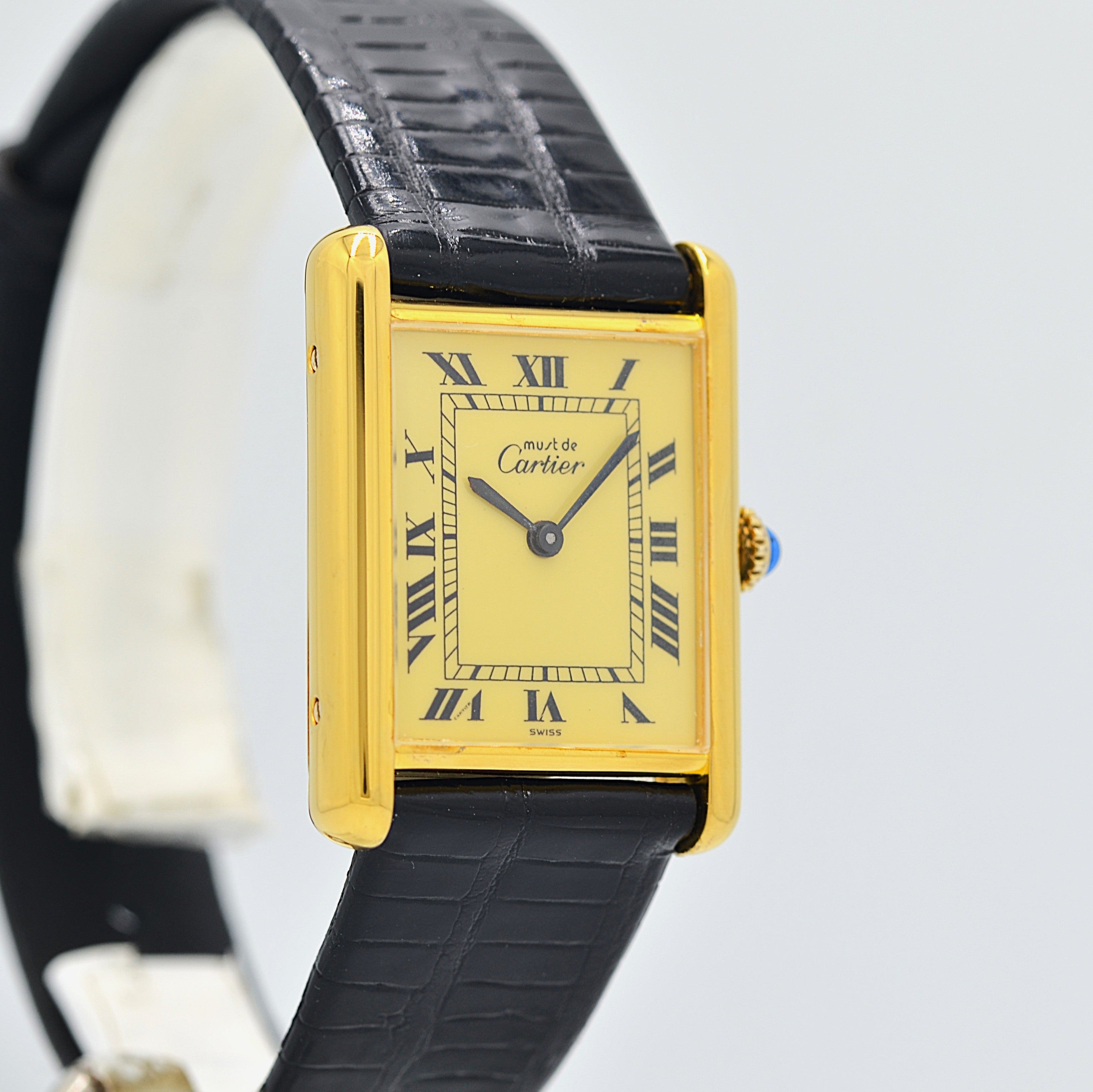 【Cartier】カルティエ マストタンクLM アイボリーローマ 手巻き 純正尾錠付き