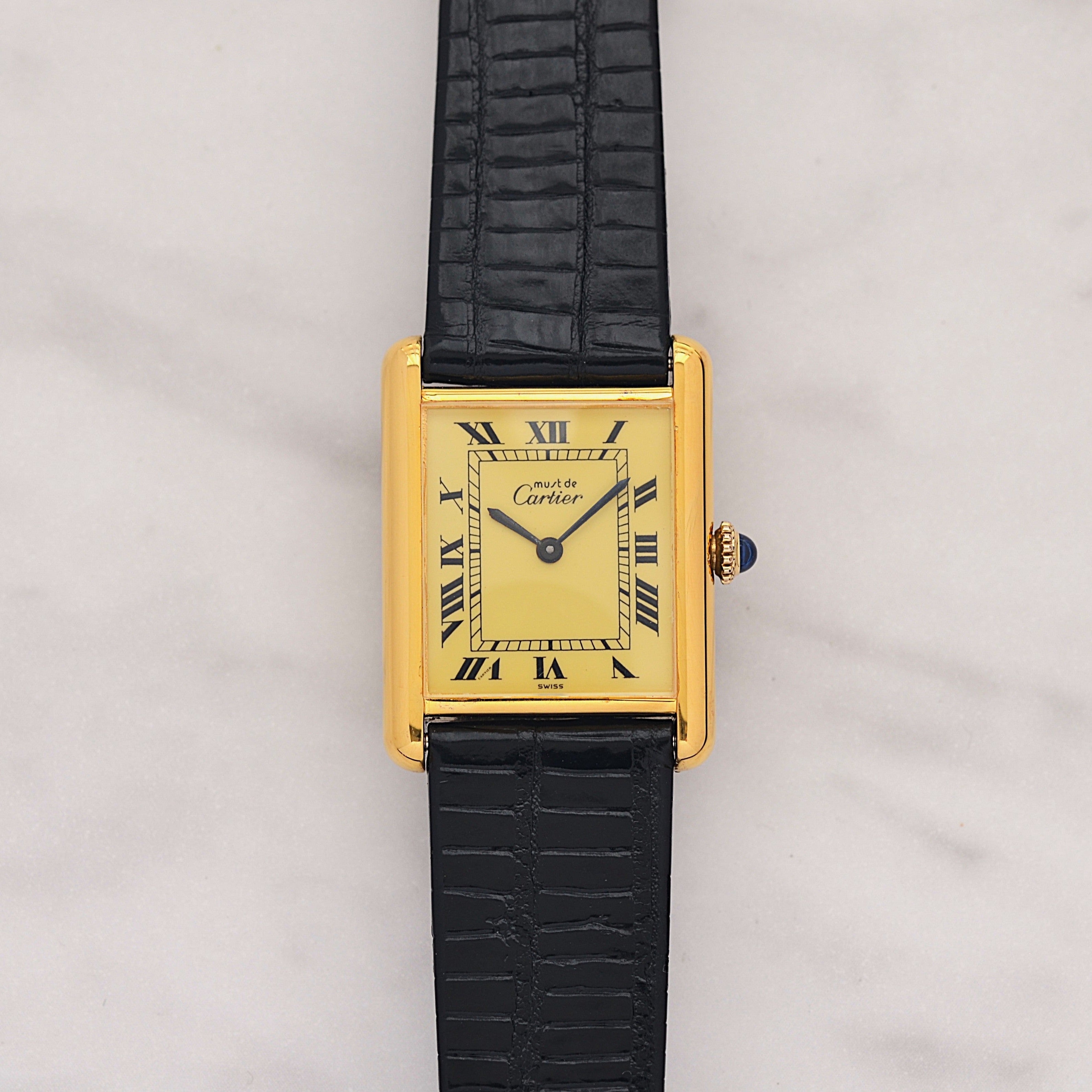【Cartier】カルティエ マストタンクLM アイボリーローマ 手巻き 純正尾錠付き