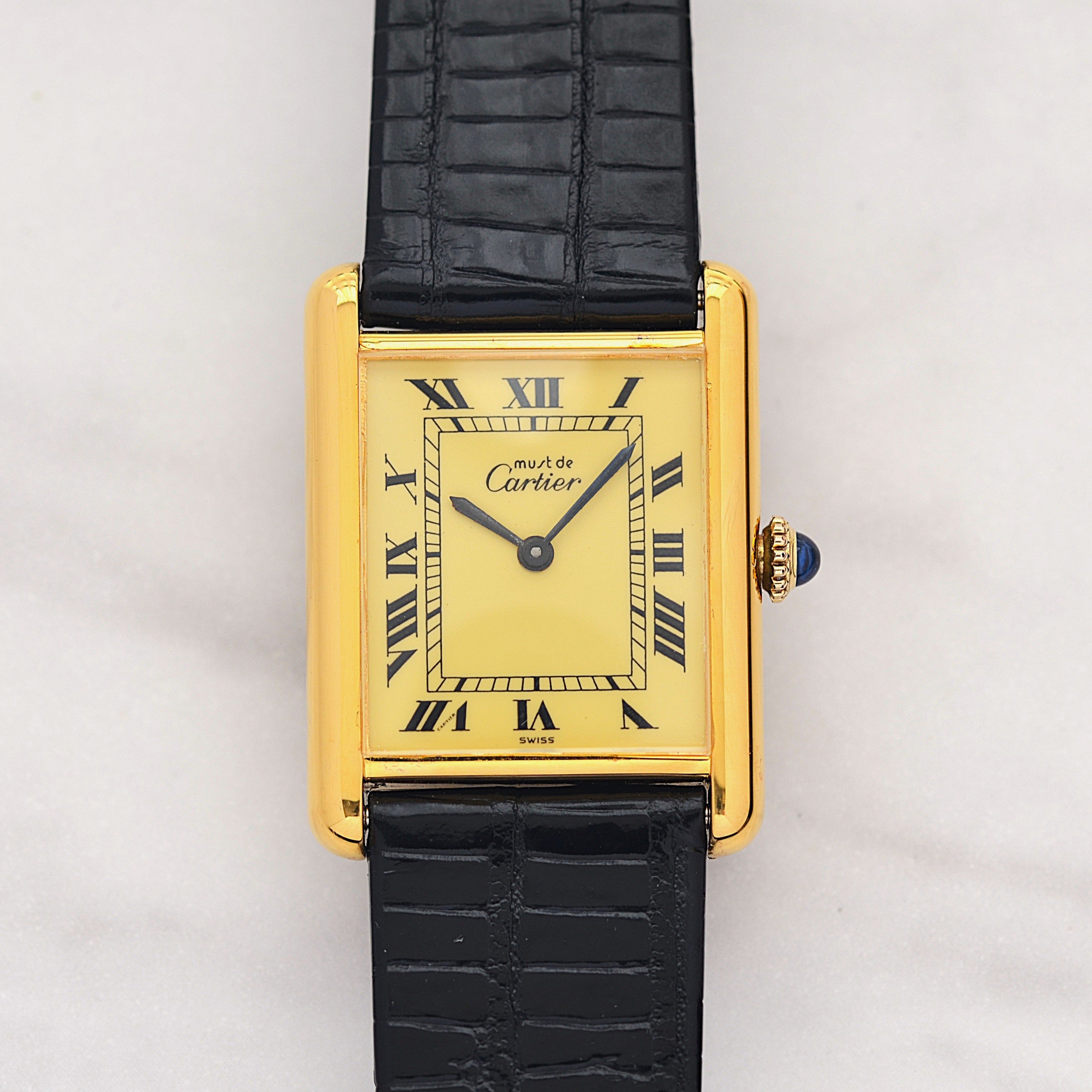 【Cartier】カルティエ マストタンクLM アイボリーローマ 手巻き 純正尾錠付き
