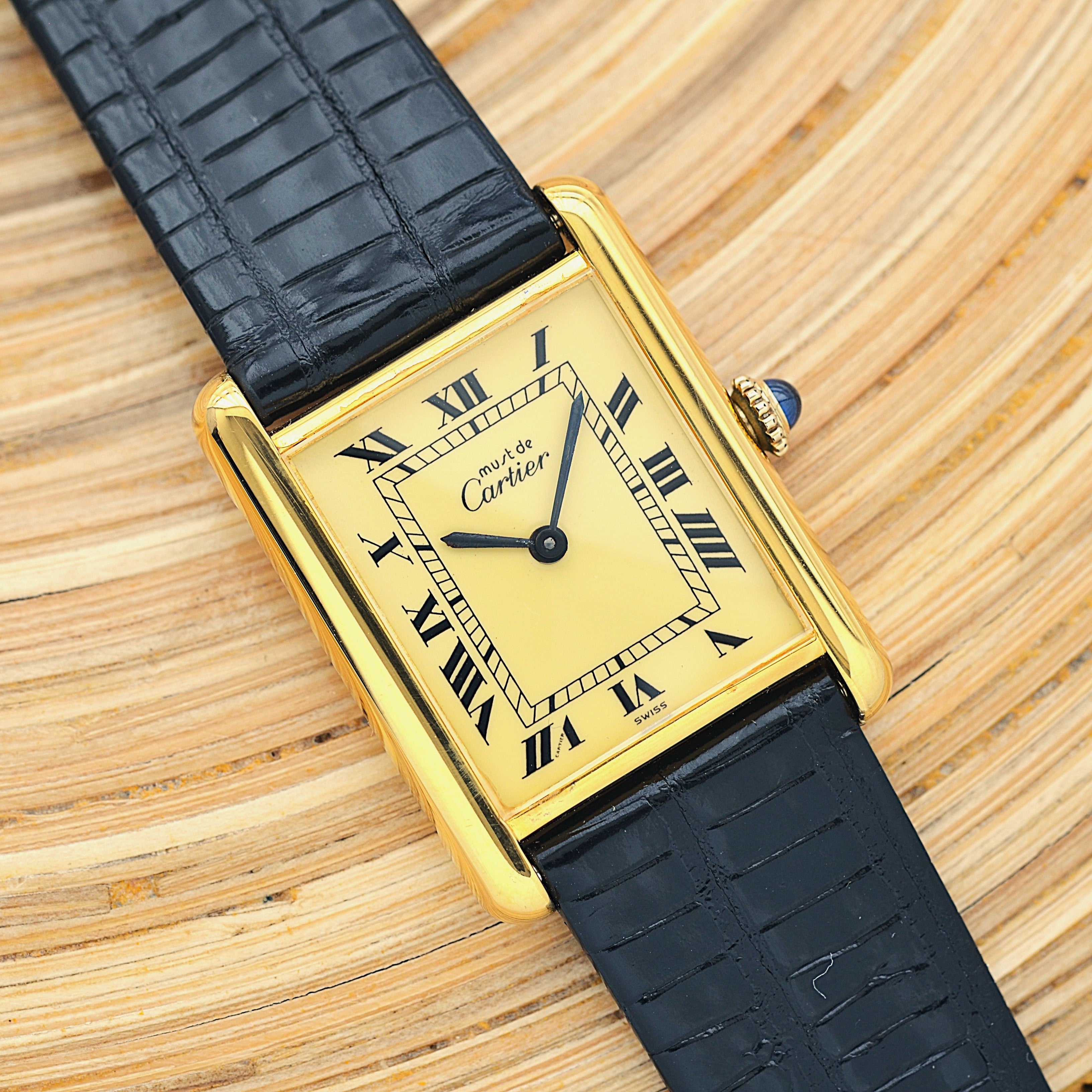 【Cartier】カルティエ マストタンクLM アイボリーローマ 手巻き 純正尾錠付き