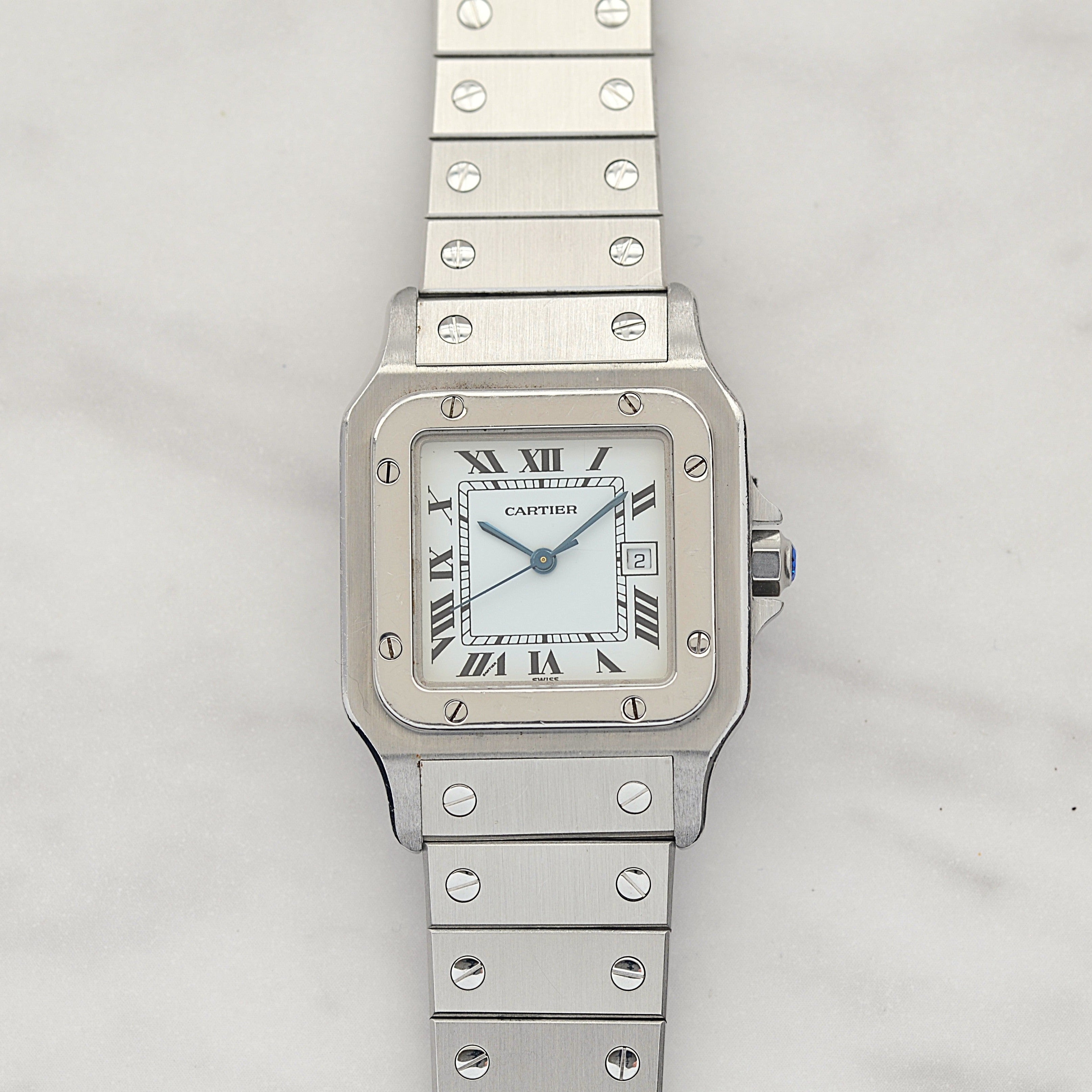 【Cartier】カルティエ サントスカレ LM ステンレス 両開きバックル