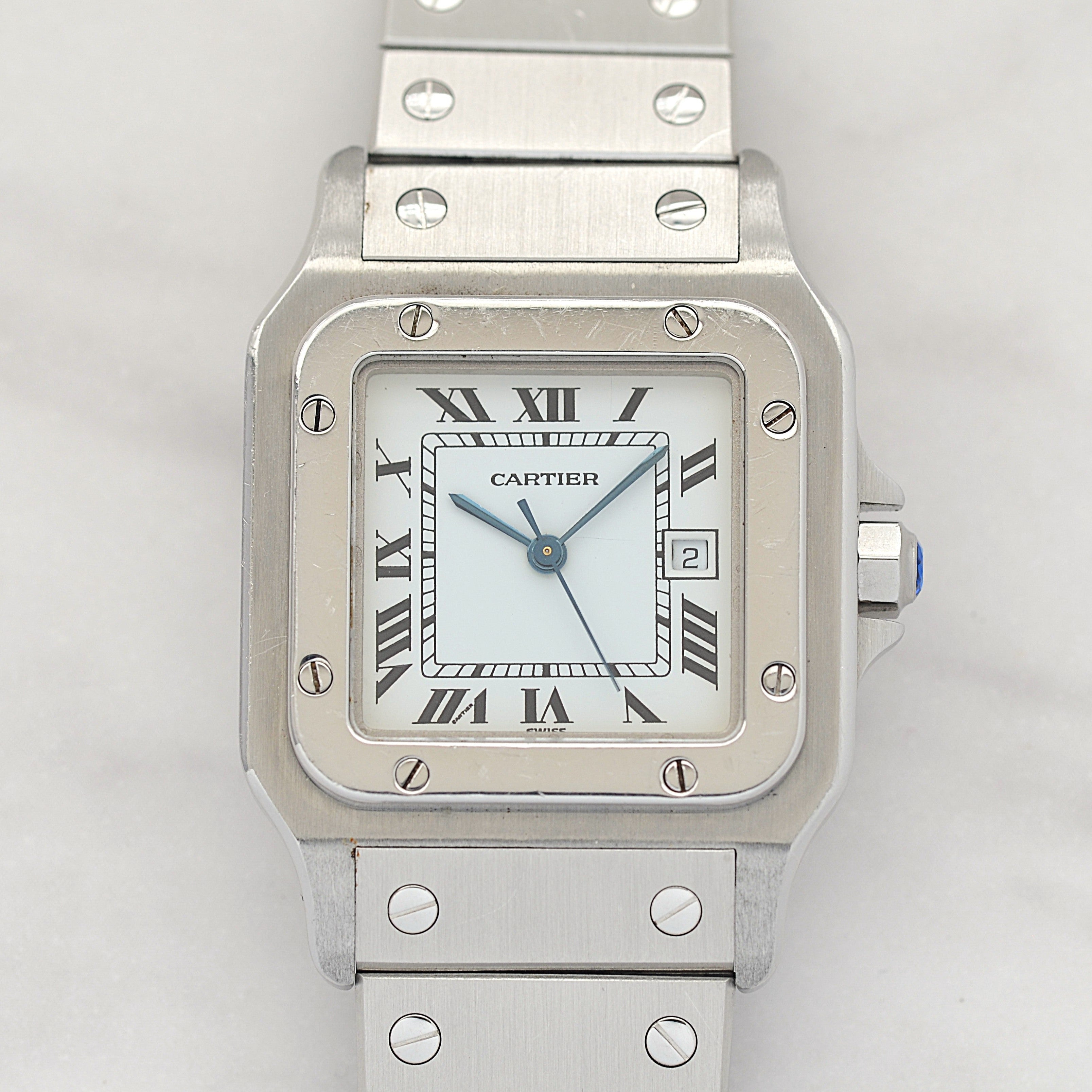 【Cartier】カルティエ サントスカレ LM ステンレス 両開きバックル