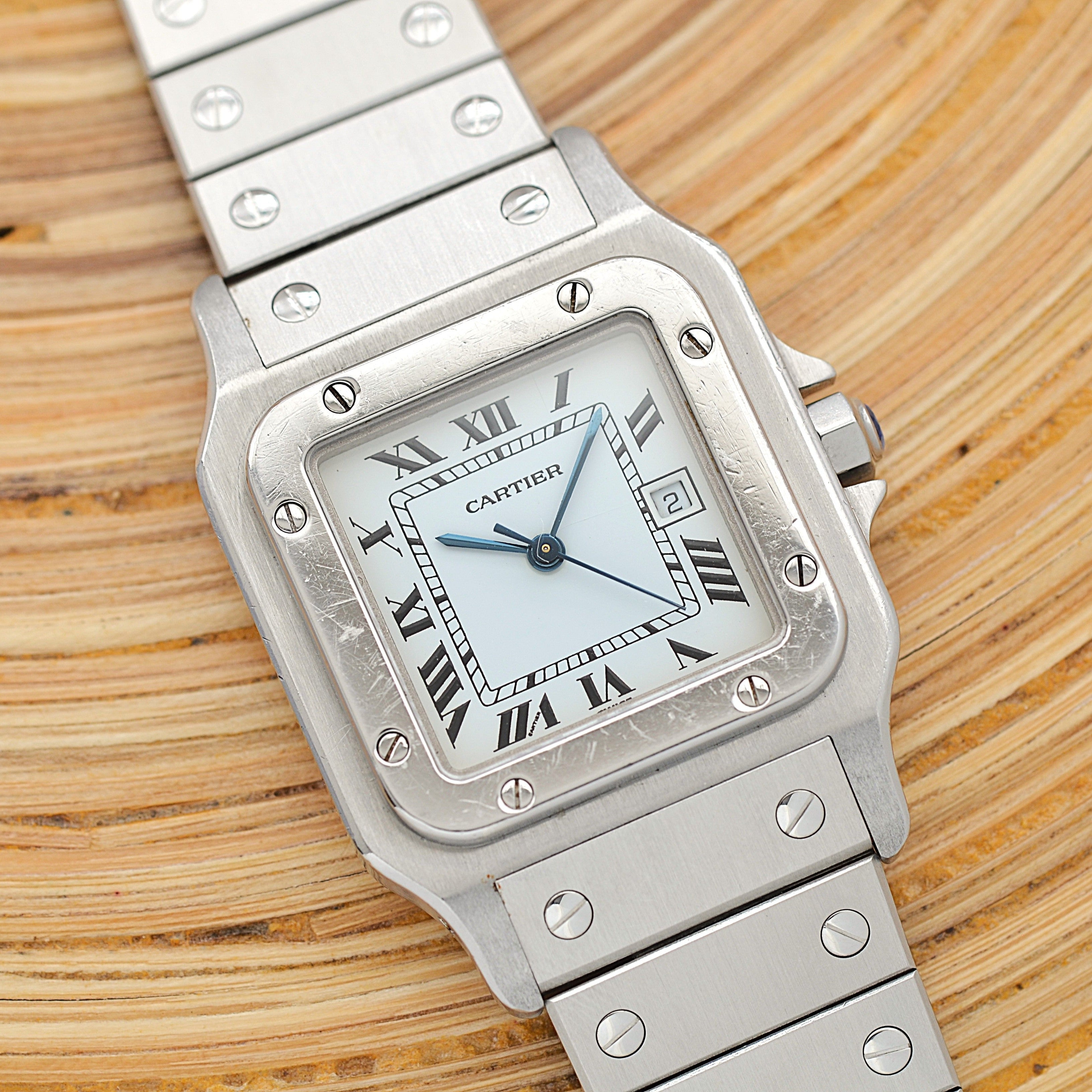 【Cartier】カルティエ サントスカレ LM ステンレス 両開きバックル