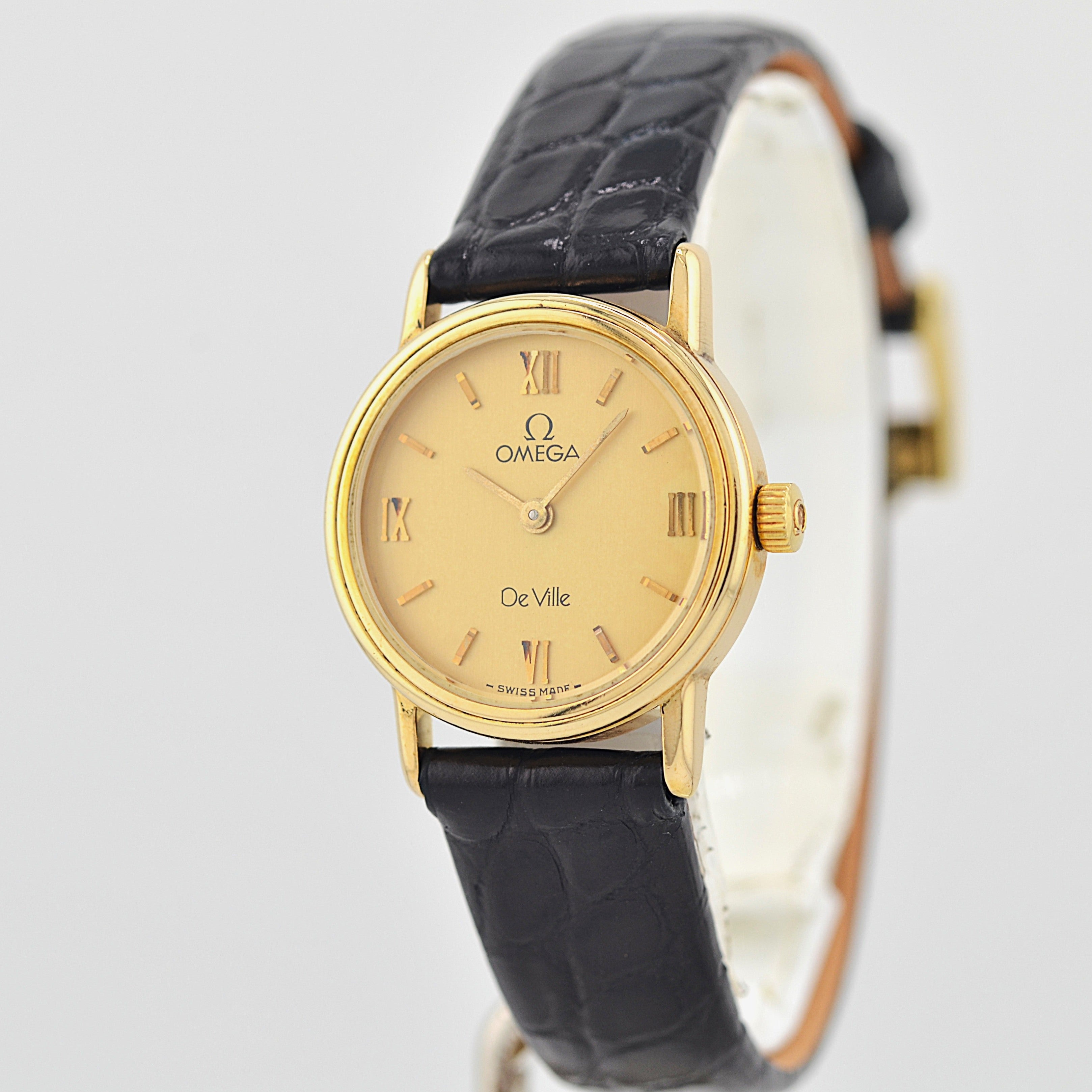 【OMEGA】Omega De Ville GP Round Gold Upright Roman with Original Buckle