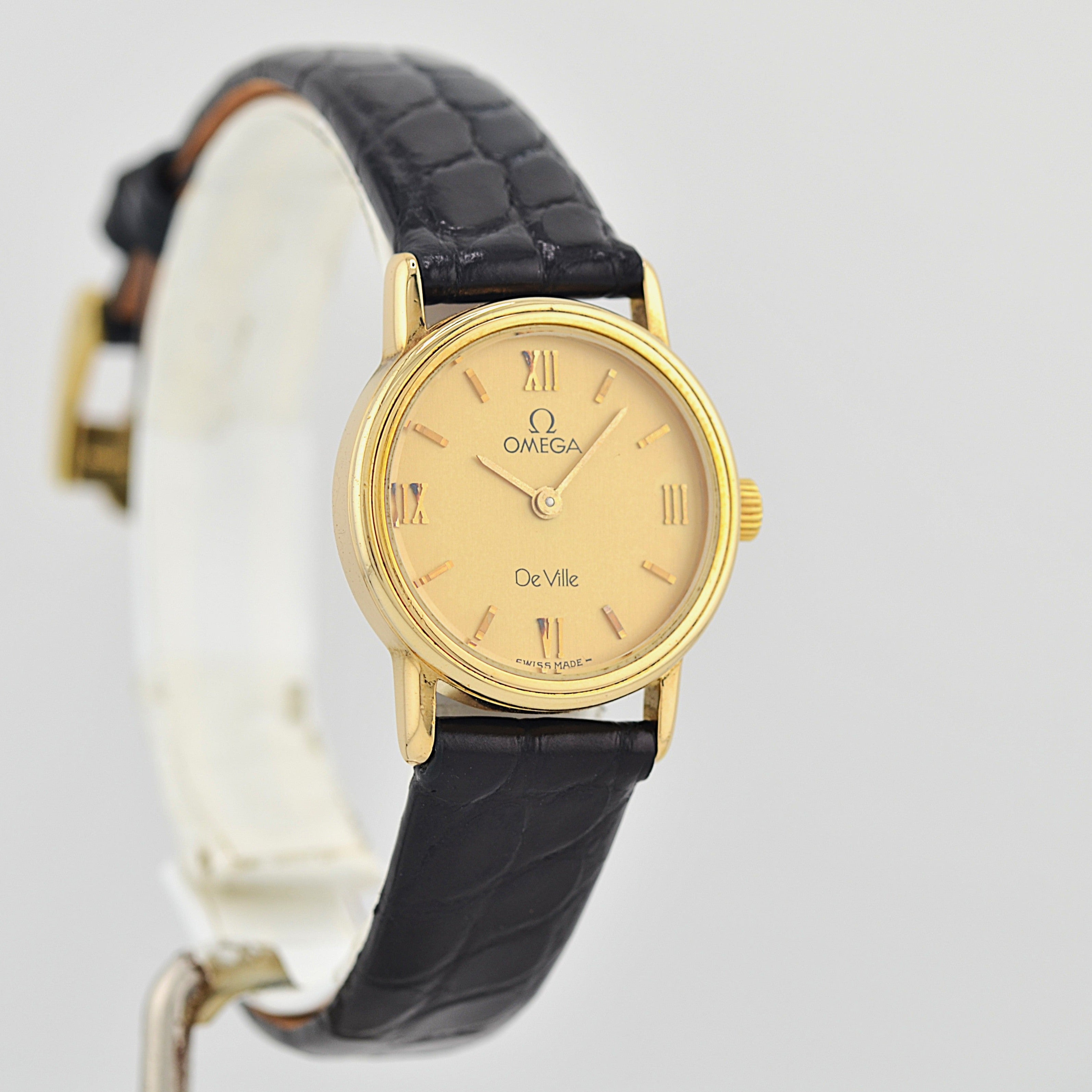 【OMEGA】Omega De Ville GP Round Gold Upright Roman with Original Buckle