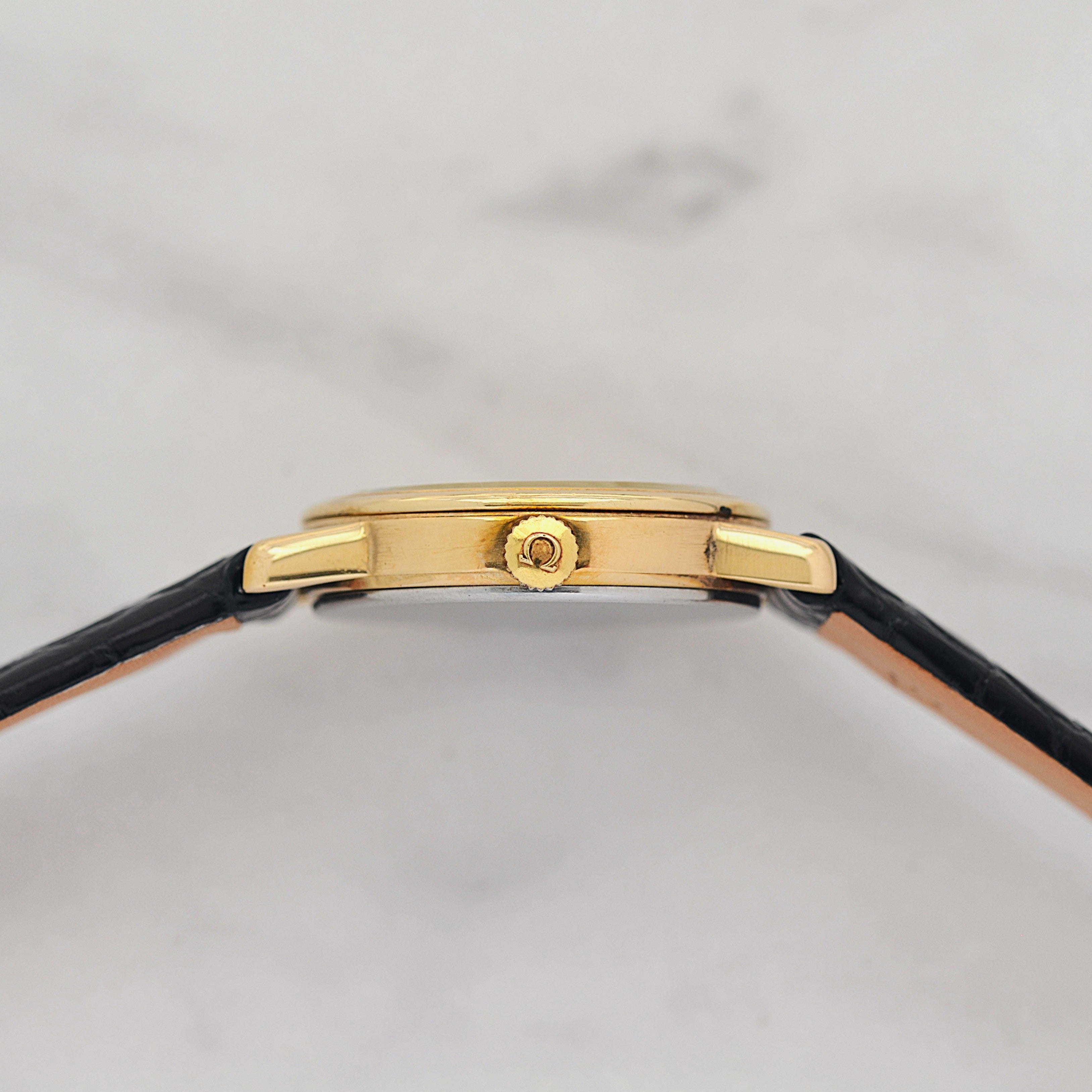 【OMEGA】Omega De Ville GP Round Gold Upright Roman with Original Buckle