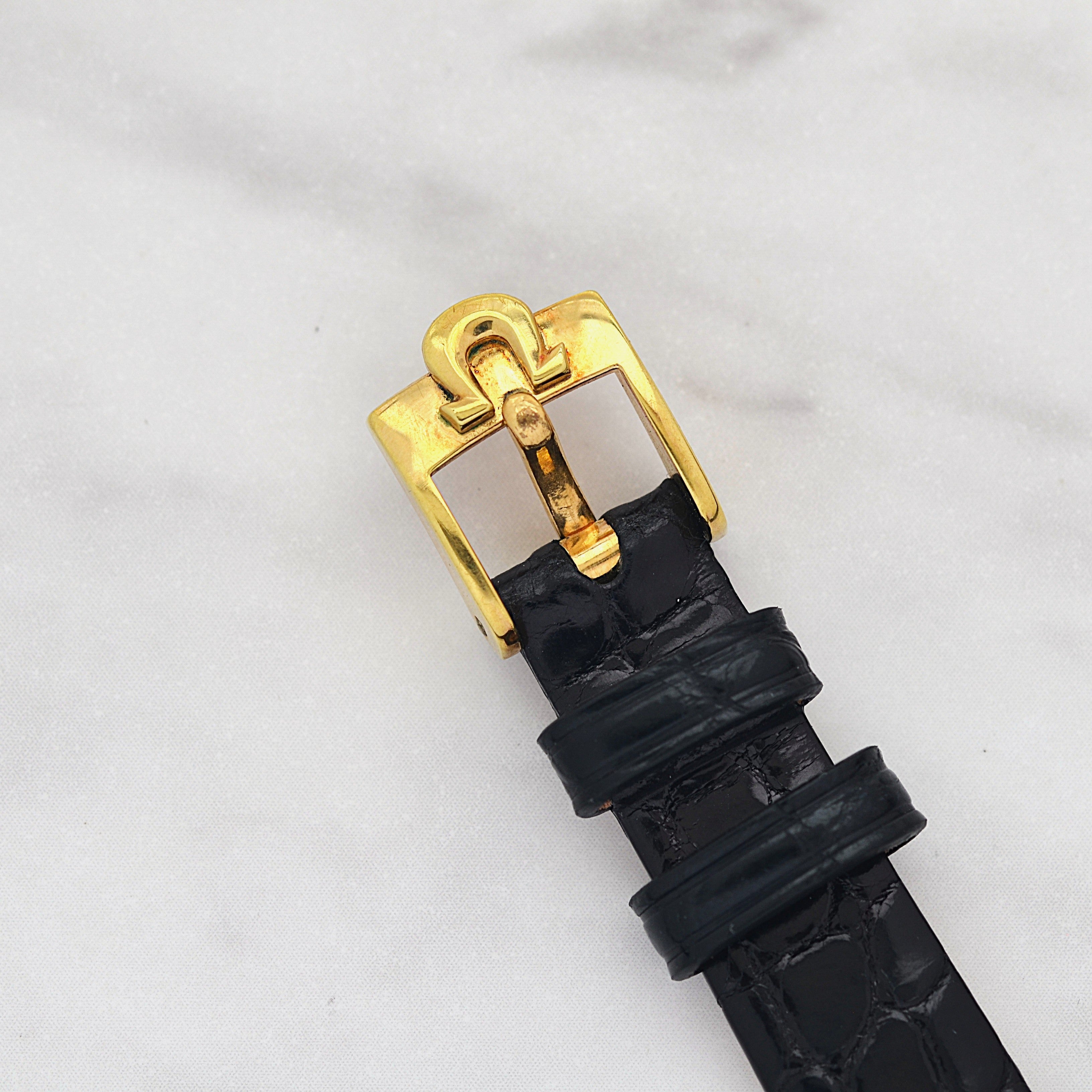 【OMEGA】Omega De Ville GP Round Gold Upright Roman with Original Buckle