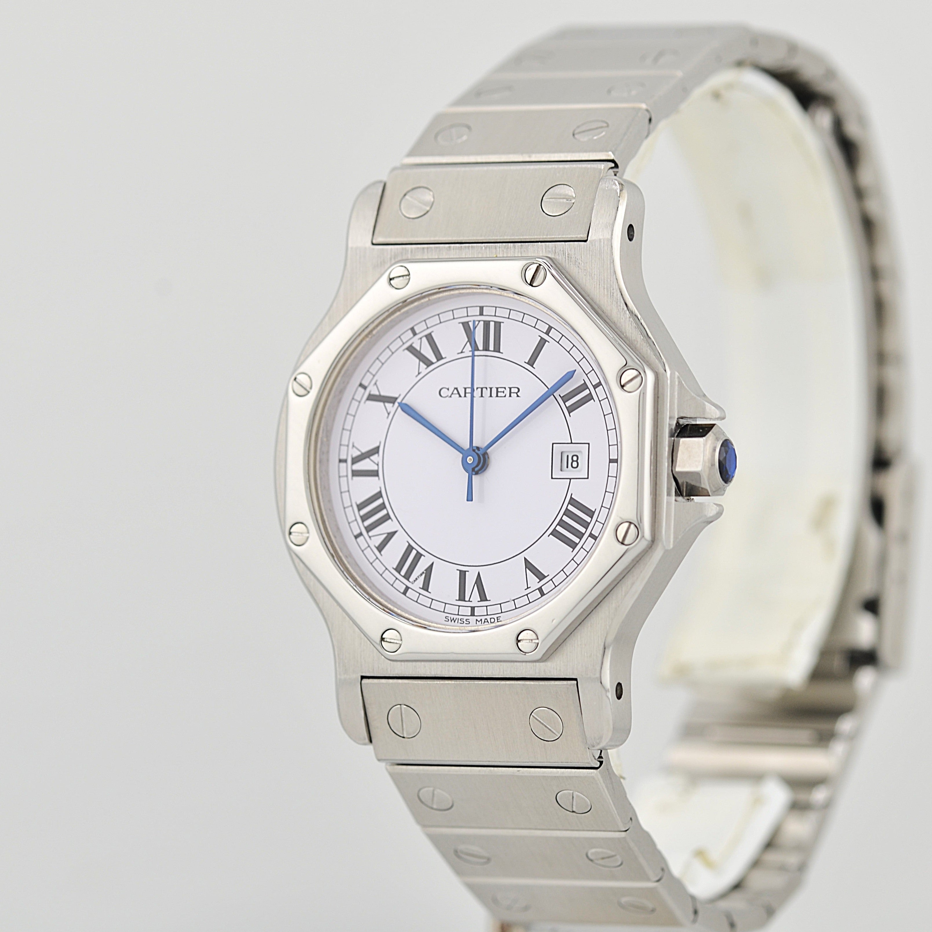 【Cartier】カルティエ サントスオクタゴン LM ステンレス 永久保証書付き カルティエコンプリートサービス済み