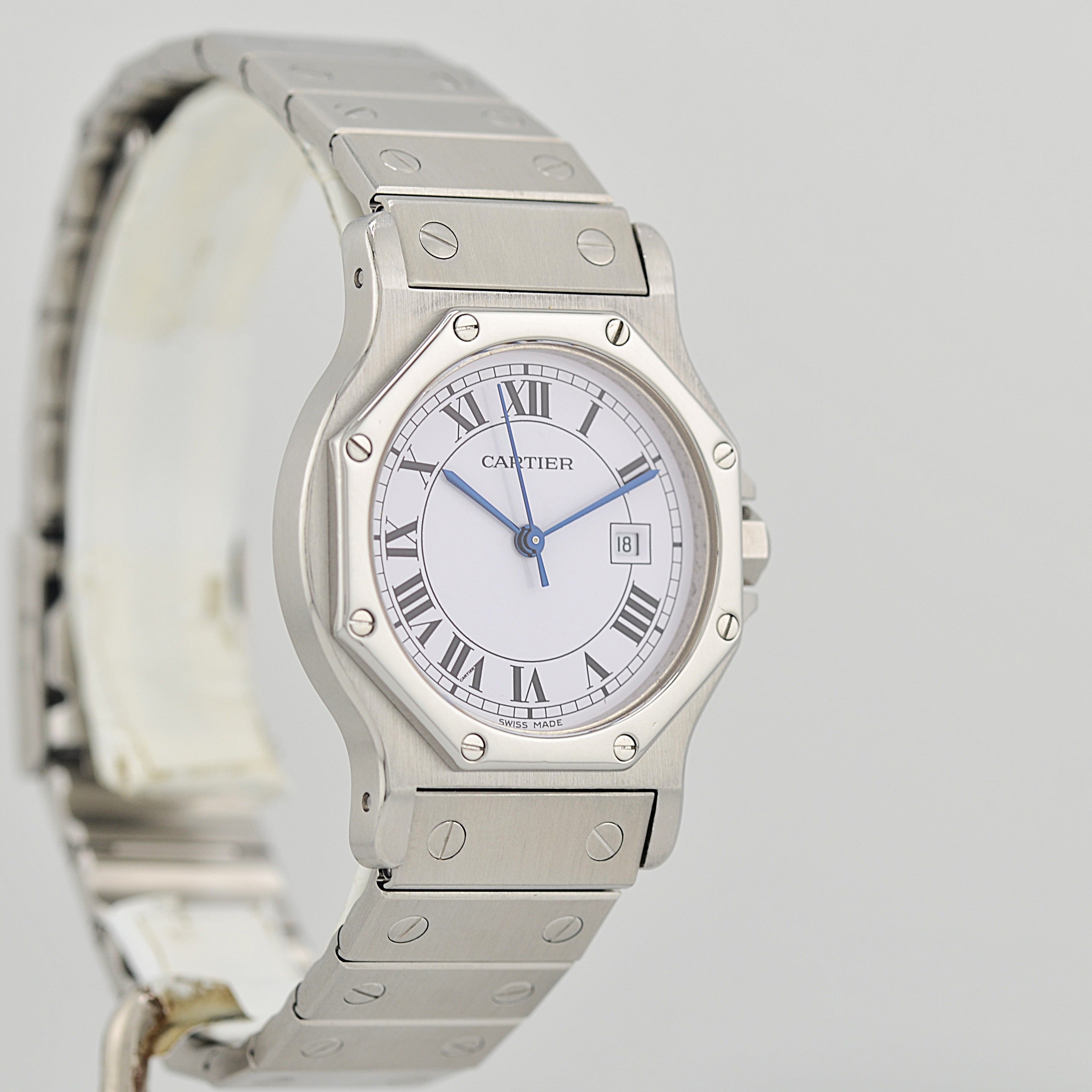 【Cartier】カルティエ サントスオクタゴン LM ステンレス 永久保証書付き カルティエコンプリートサービス済み