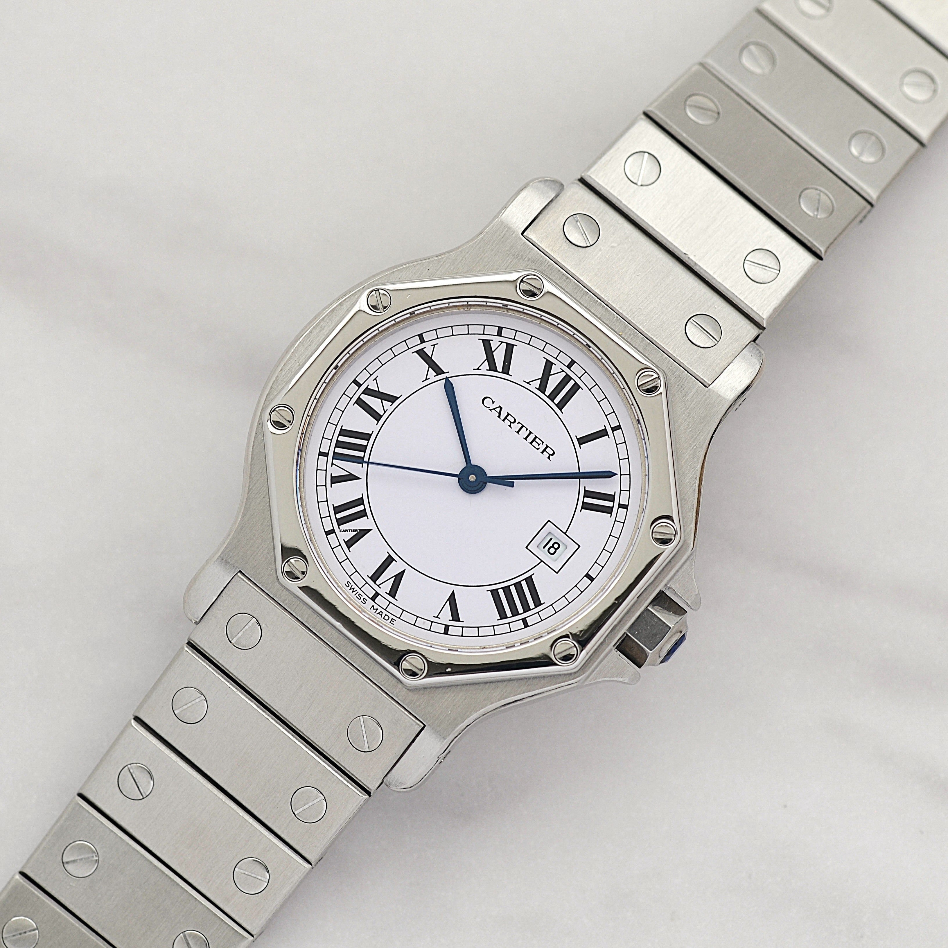 【Cartier】カルティエ サントスオクタゴン LM ステンレス 永久保証書付き カルティエコンプリートサービス済み