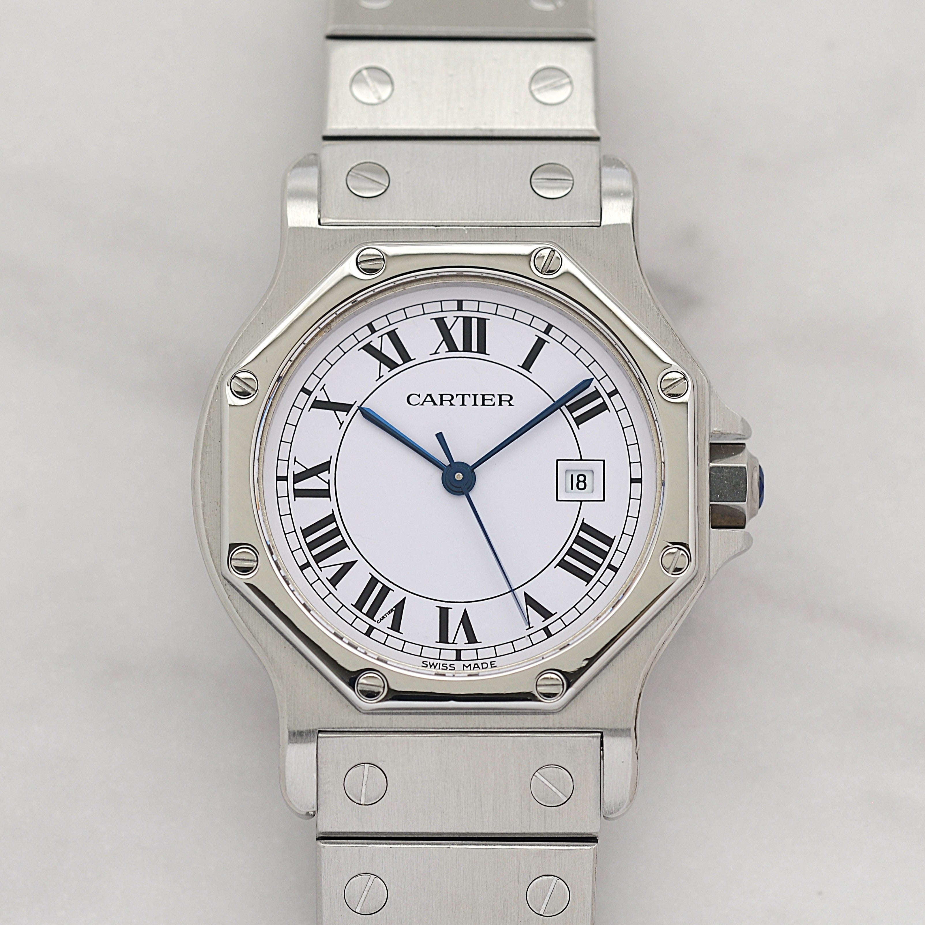 【Cartier】カルティエ サントスオクタゴン LM ステンレス 永久保証書付き カルティエコンプリートサービス済み