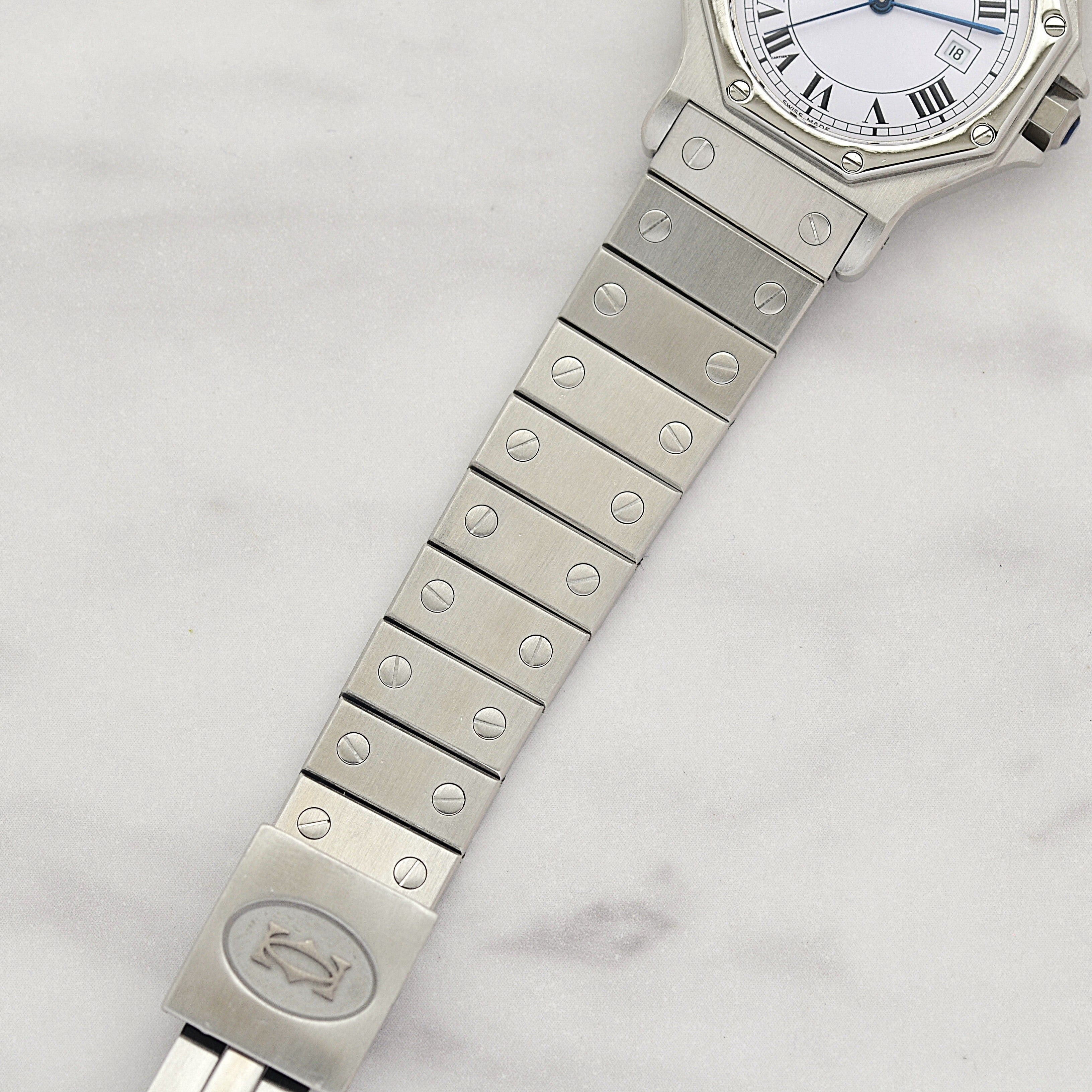 【Cartier】カルティエ サントスオクタゴン LM ステンレス 永久保証書付き カルティエコンプリートサービス済み