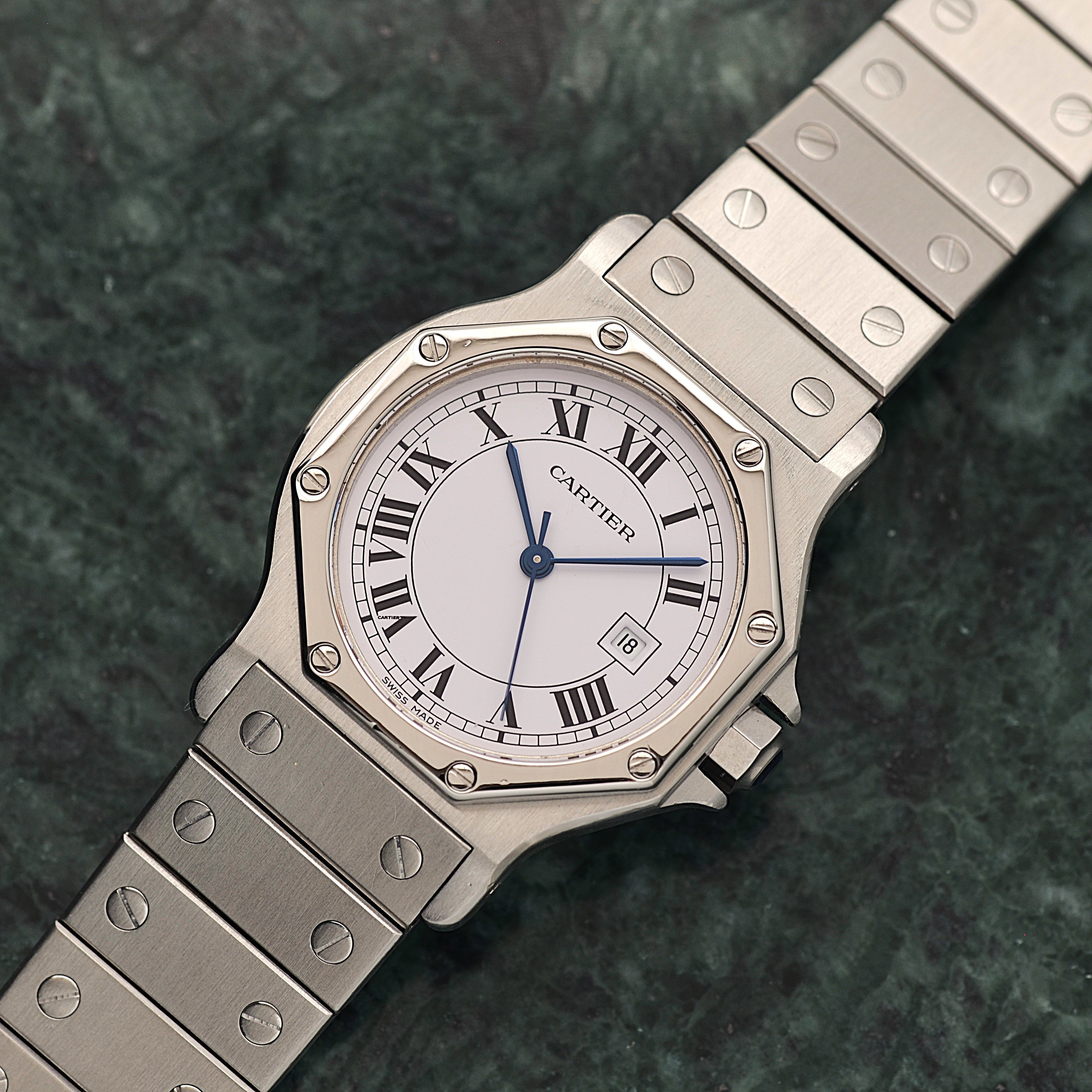 【Cartier】カルティエ サントスオクタゴン LM ステンレス 永久保証書付き カルティエコンプリートサービス済み